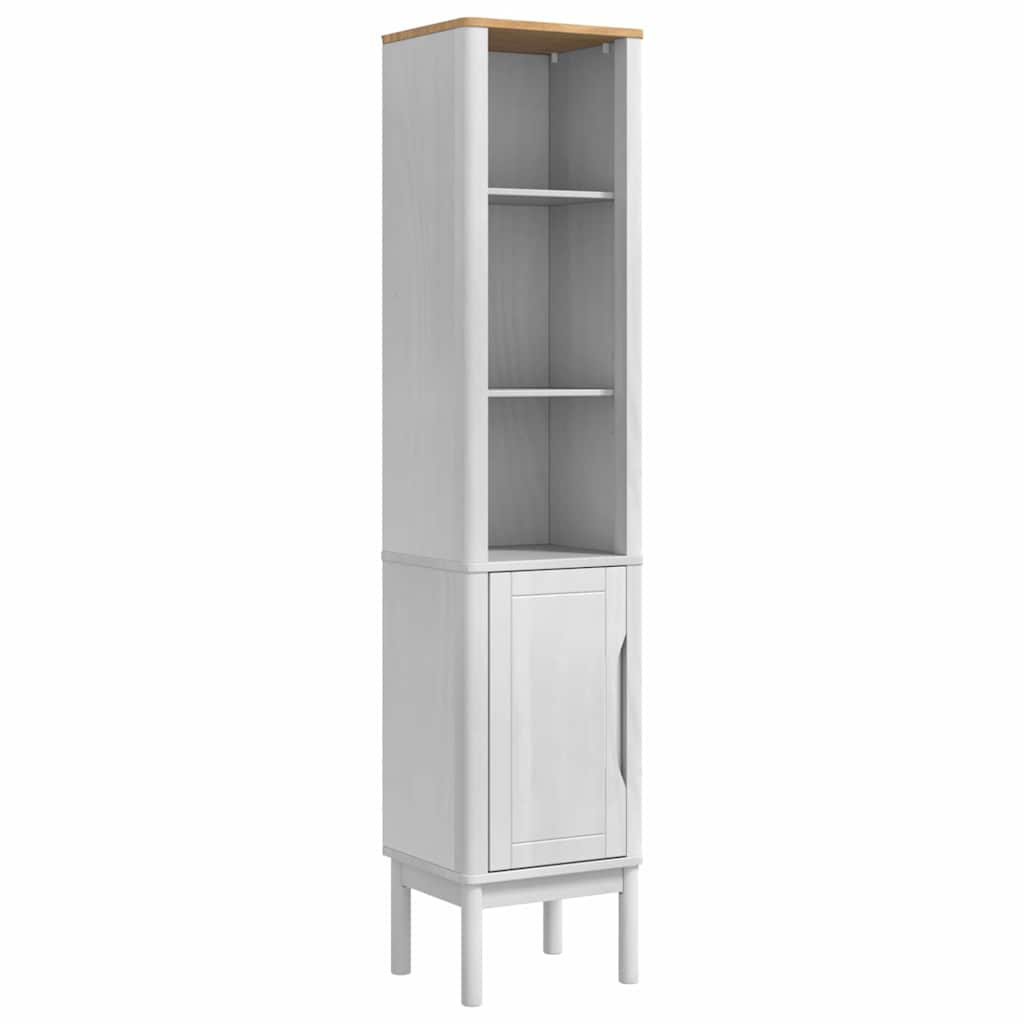 Bad hoher Schrank FLORO Weiß 35 x 30 x 160 cm Massivholz Kiefer