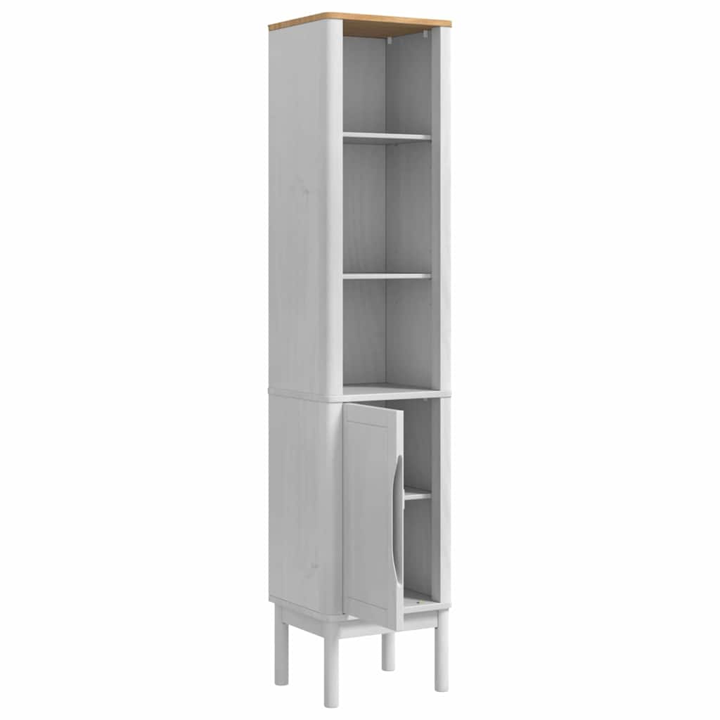 Bad hoher Schrank FLORO Weiß 35 x 30 x 160 cm Massivholz Kiefer