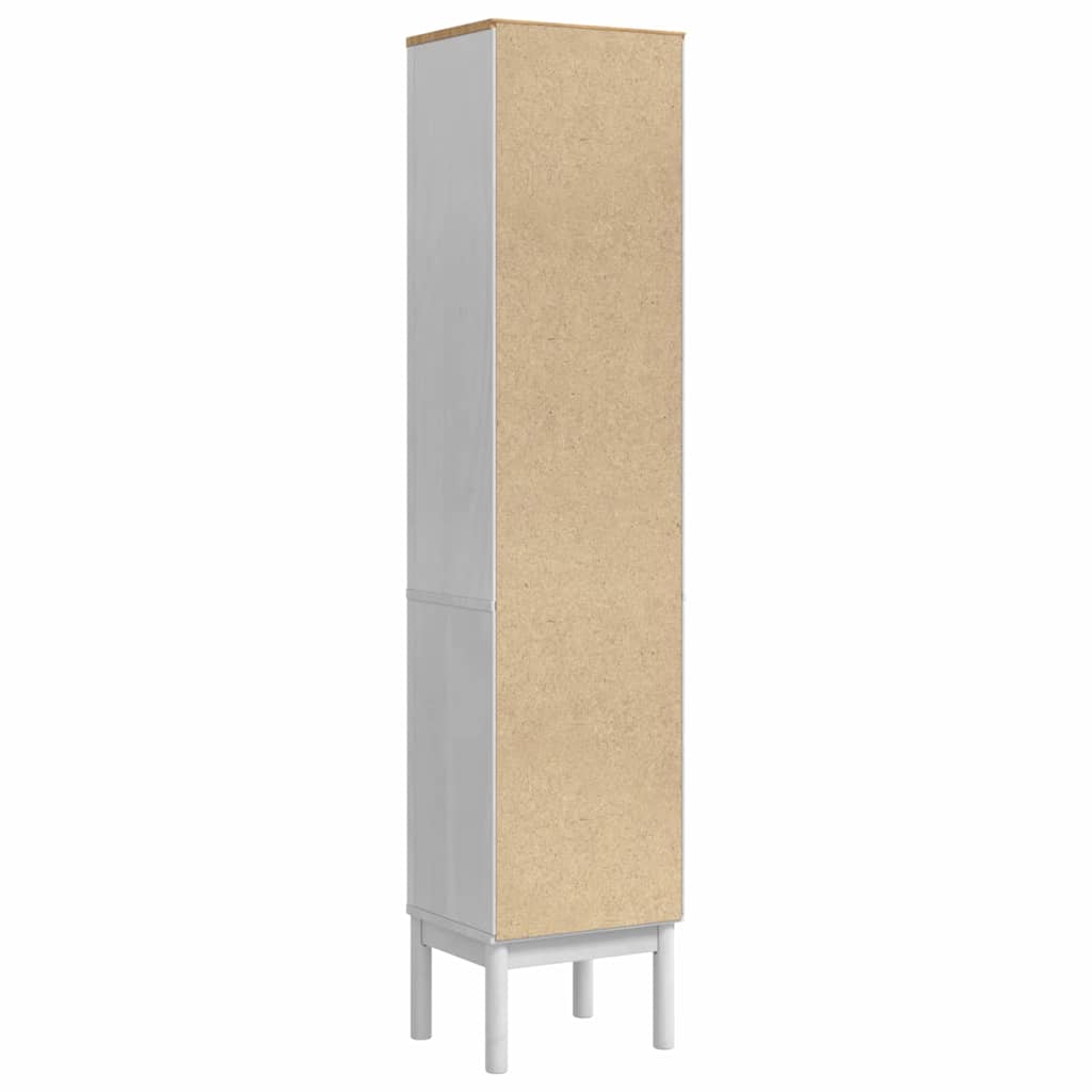 Bad hoher Schrank FLORO Weiß 35 x 30 x 160 cm Massivholz Kiefer
