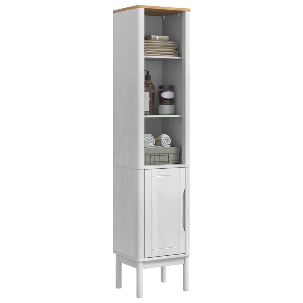 Bad hoher Schrank FLORO Weiß 35 x 30 x 160 cm Massivholz Kiefer