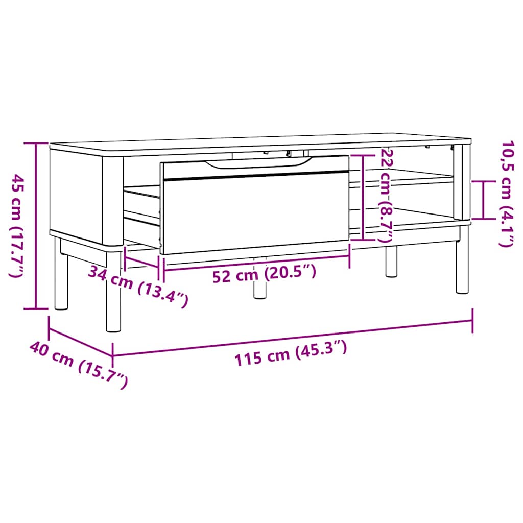 Flurbank FLORO Wachsbraun 115 x 40 x 45 cm Massivholz Kiefer