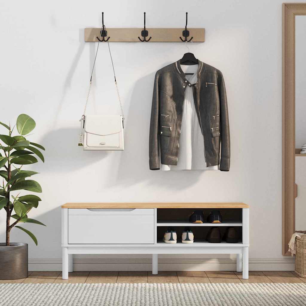 Flurbank FLORO Weiß 115 x 40 x 45 cm Massivholz Kiefer