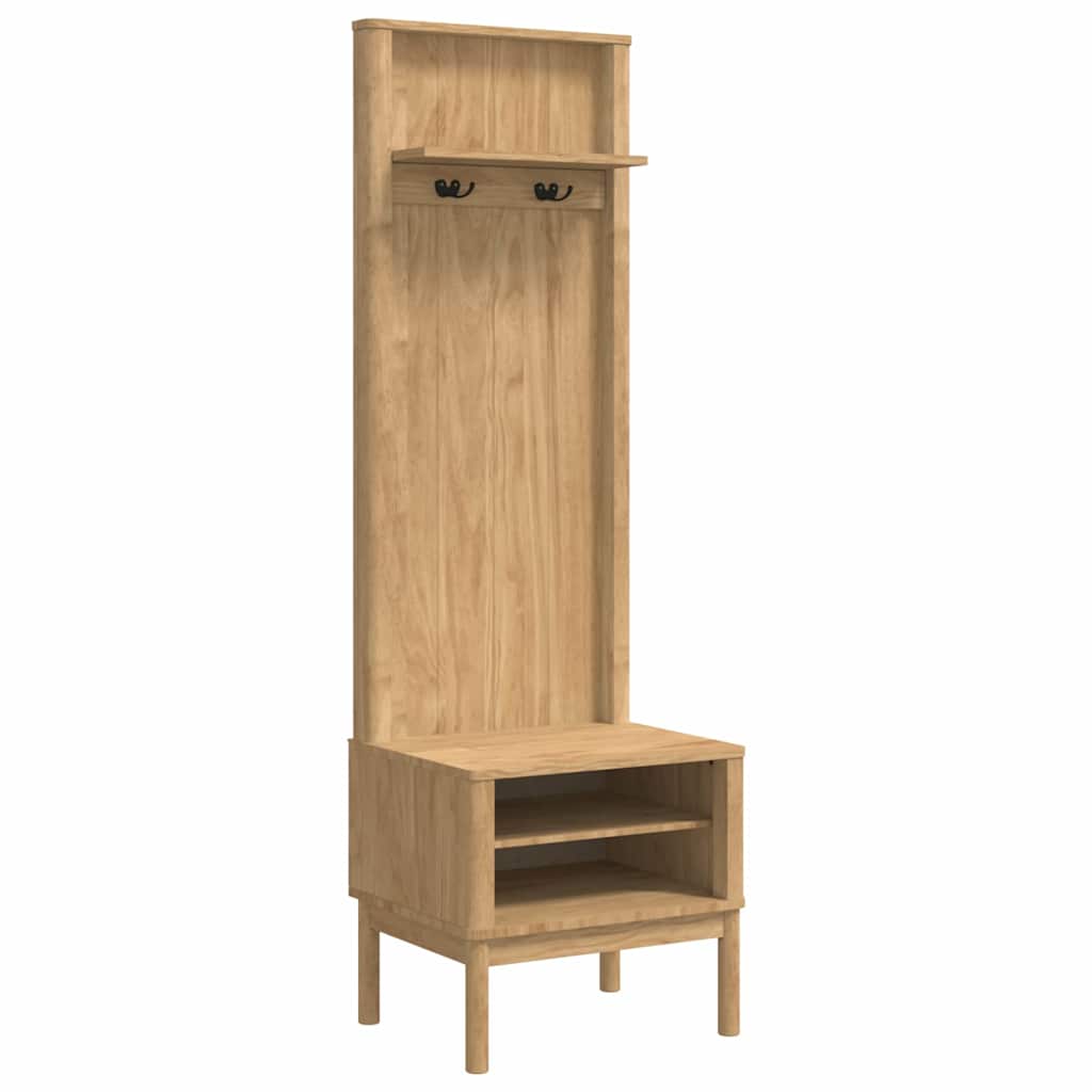 Flurschrank FLORO Wachsbraun 50 x 40 x 158 cm Massivholz Kiefer