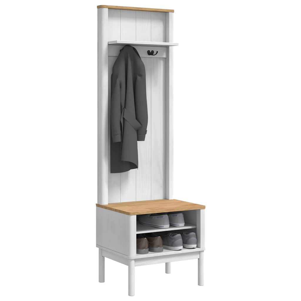 Flurschrank FLORO Weiß 50 x 40 x 158 cm Massivholz Kiefer