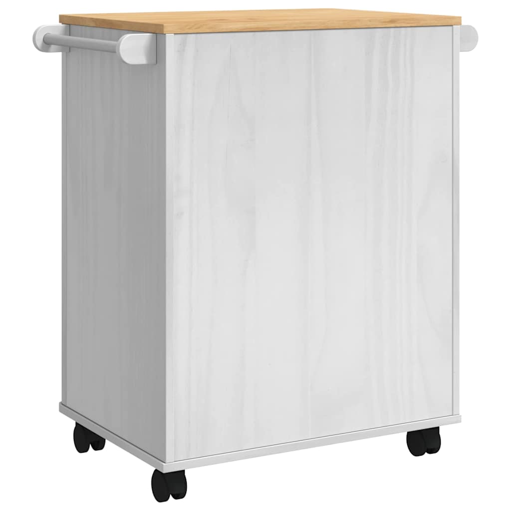 Küchentrolley FLORO Weiß 72,5 x 45 x 80 cm Massivholz Kiefer