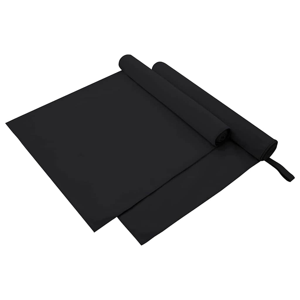Sporthandtücher 2 stk. Schwarz 180 x 90 cm