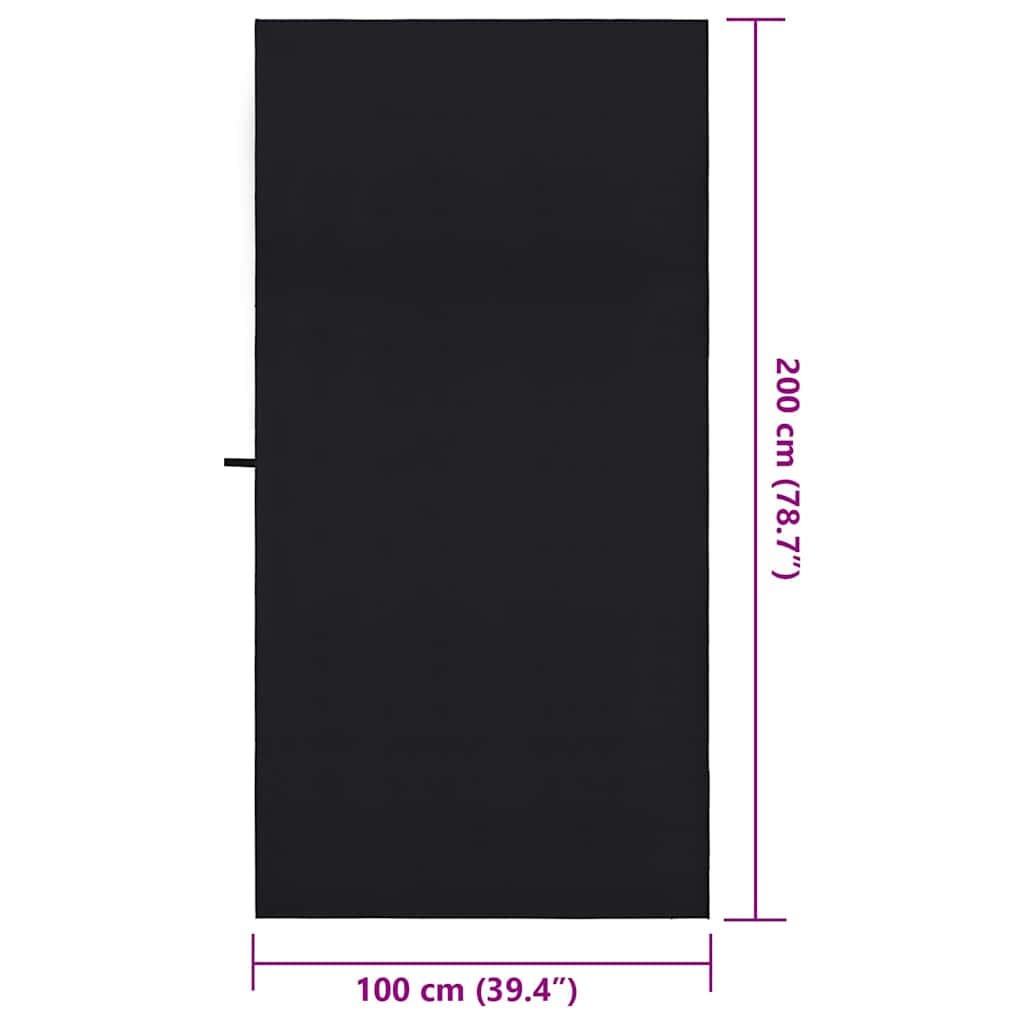 Sporthandtücher 2 stk. Schwarz 200 x 100 cm
