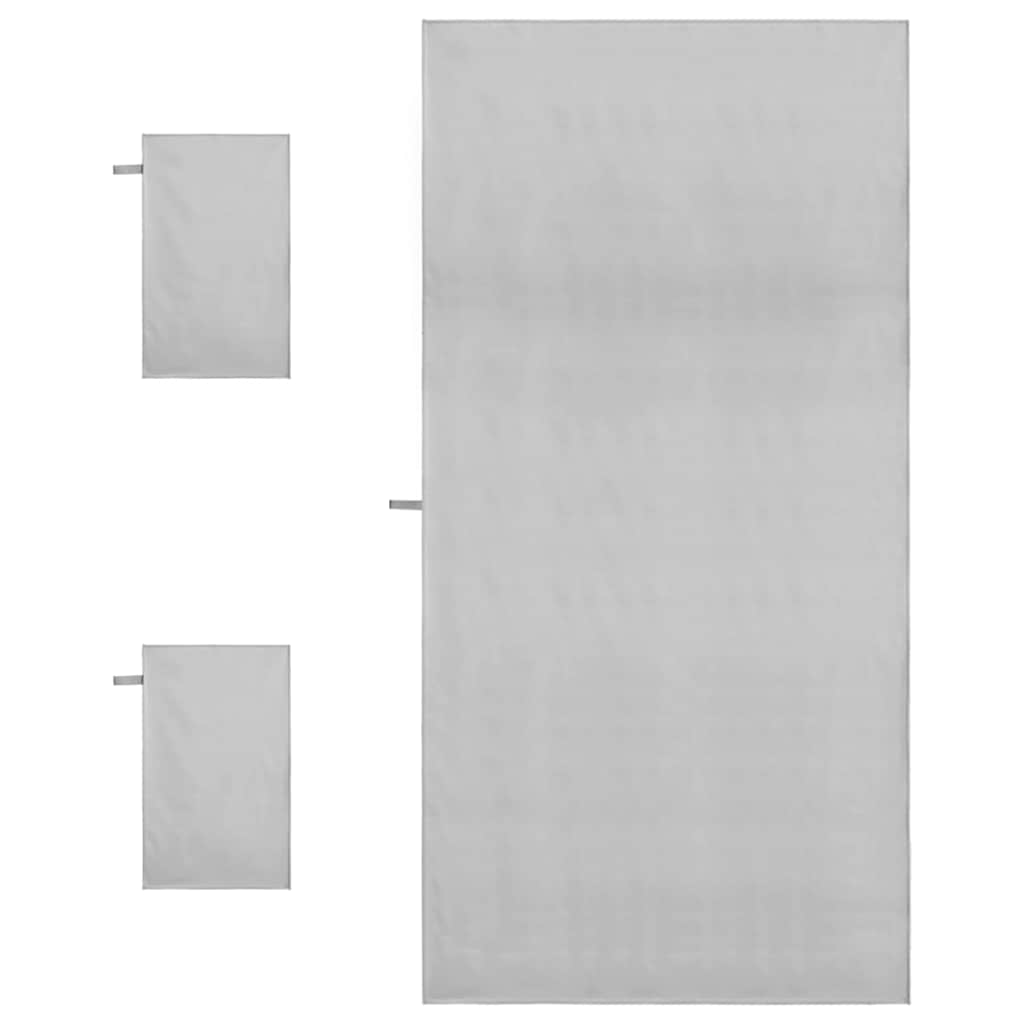 Sporthandtuch Set 3 stk. Grau 210 x 100 cm