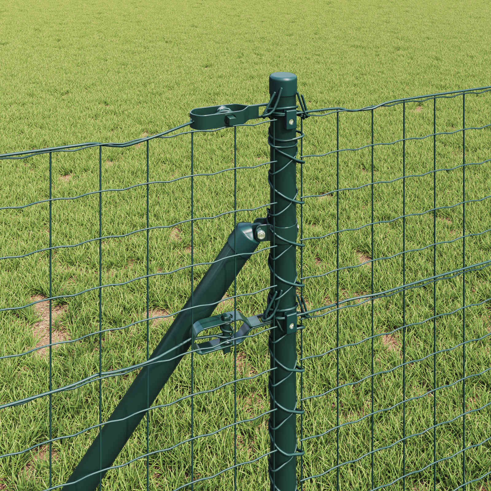 Zaunpfosten 2 Stk. Grün 100 cm Pulverbeschichteter Stahl