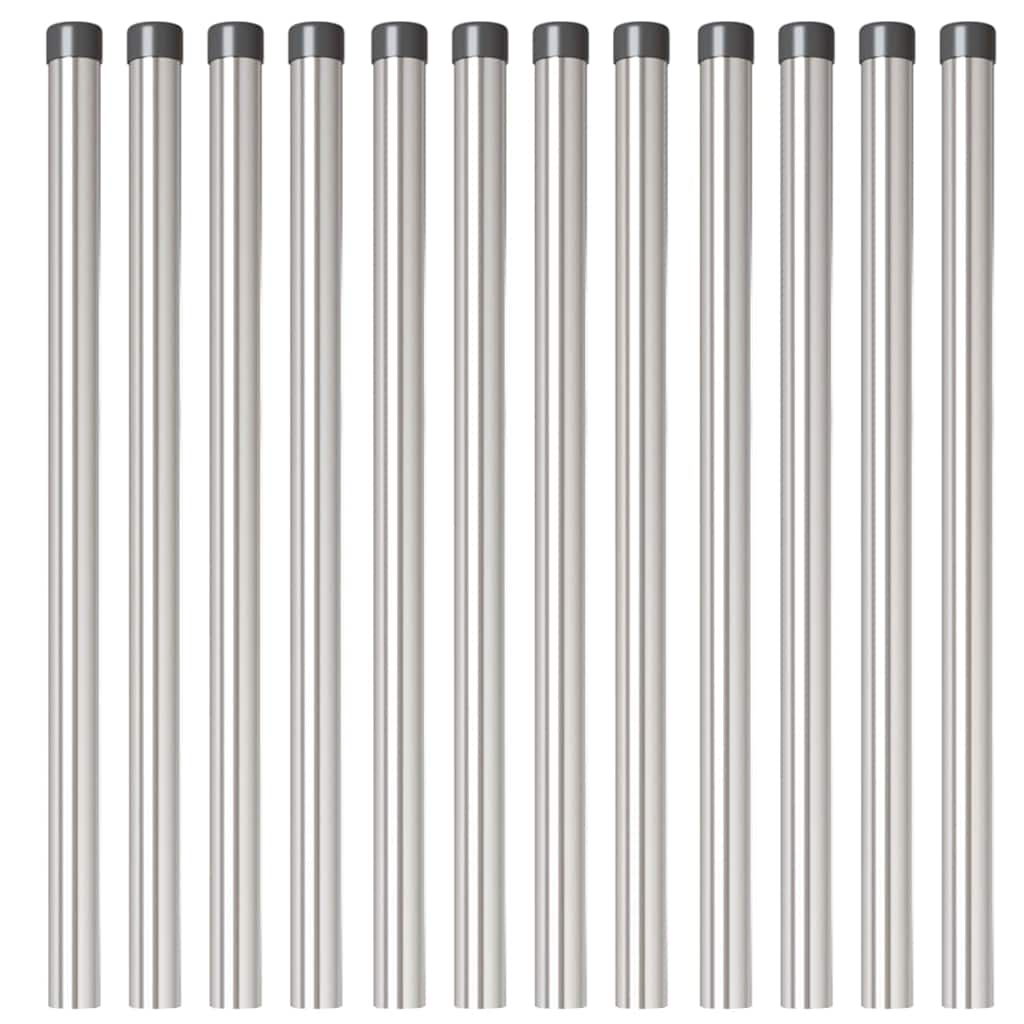 Zaunpfosten 12 Stk. Silber 50 cm Pulverbeschichteter Stahl