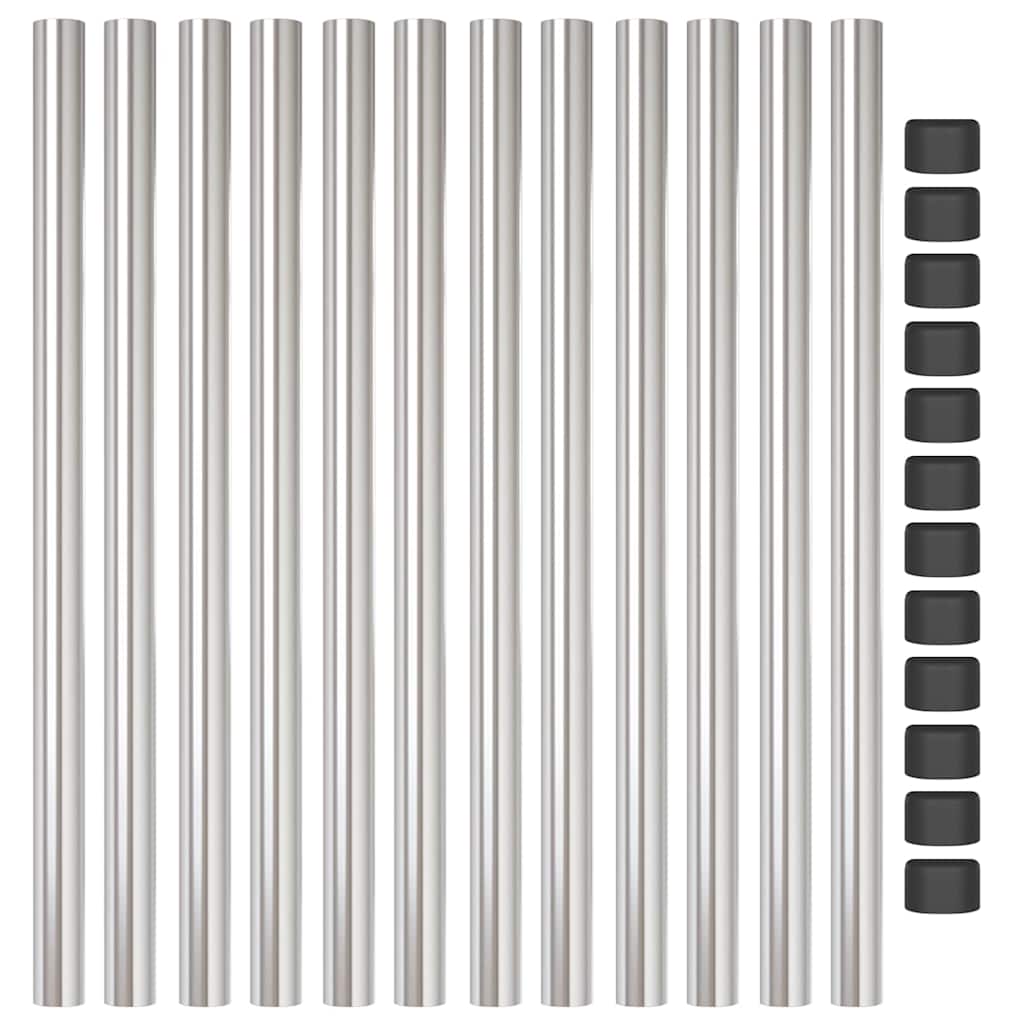 Zaunpfosten 12 Stk. Silber 50 cm Pulverbeschichteter Stahl