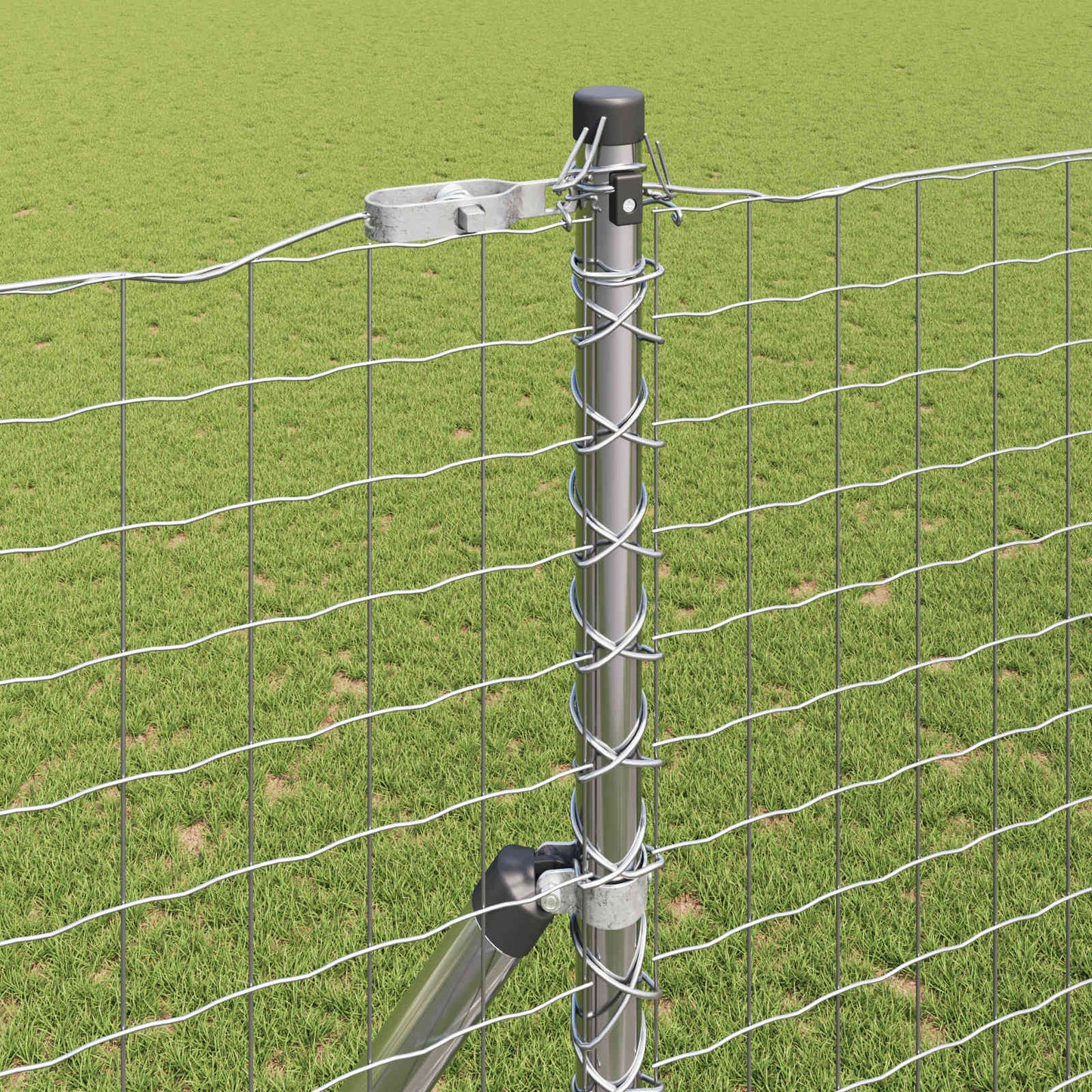 Zaunpfosten 12 Stk. Silber Pulverbeschichteter Stahl