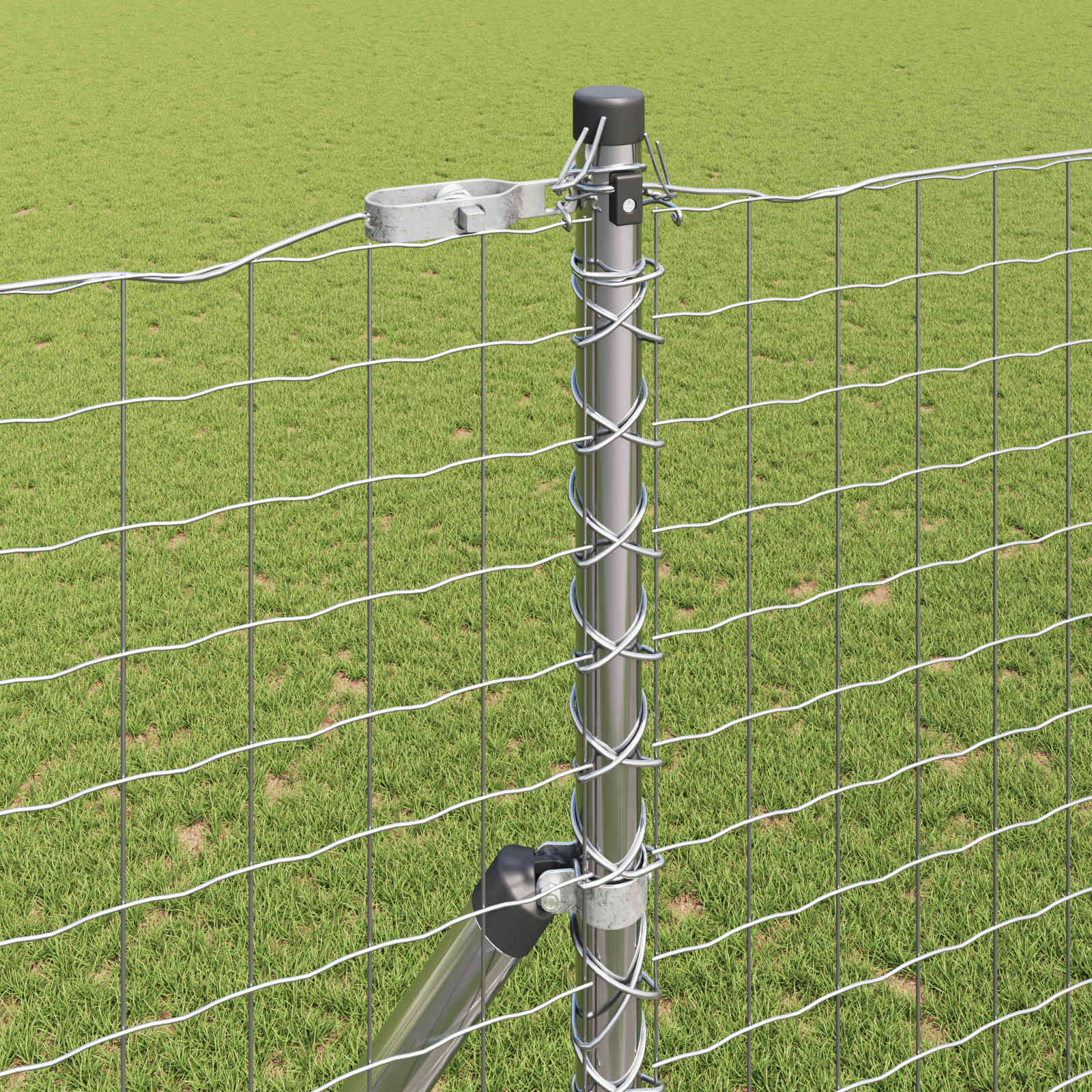 Zaunpfosten 12 Stk. Silber Pulverbeschichteter Stahl