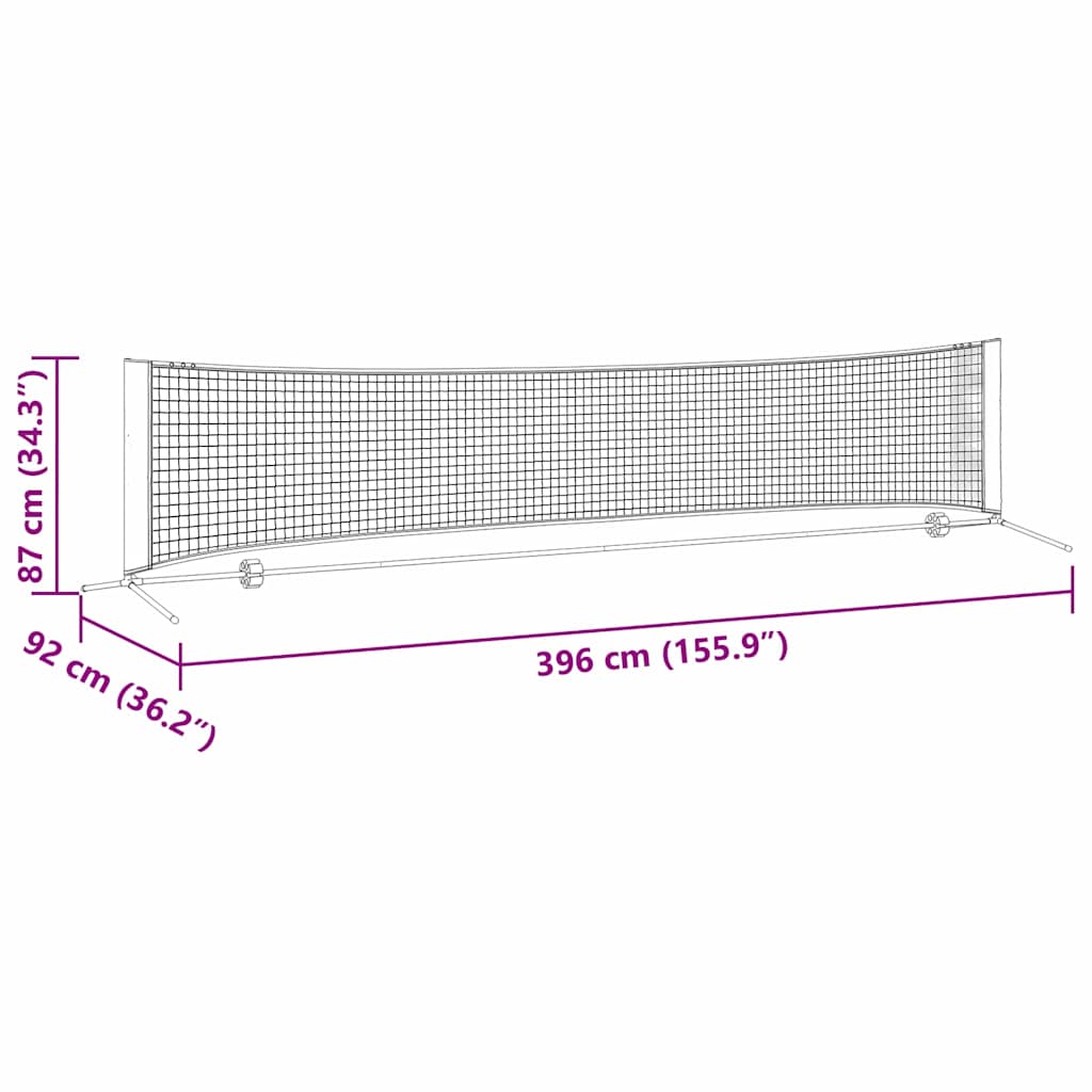 Tennisnetz Schwarz und Rot 396 x 92 x 87 cm Polyester