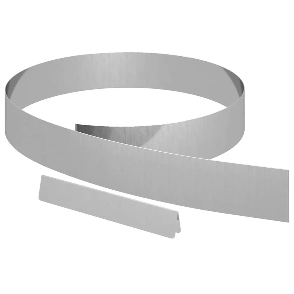 Raseneinfassung 450 x 10 cm Verzinkter Stahl Silber