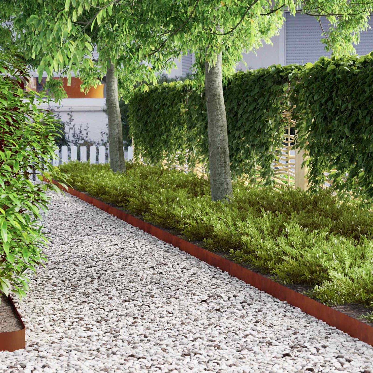 Raseneinfassung 4 stk. 450 x 10 cm Wetterfeststahl Rostig