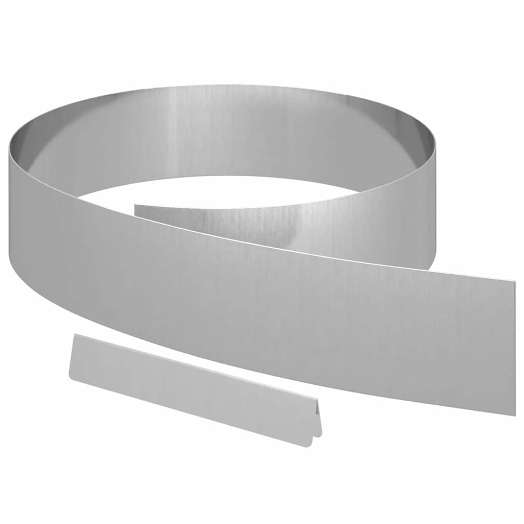 Raseneinfassung 450 x 15 cm Verzinkter Stahl Silber