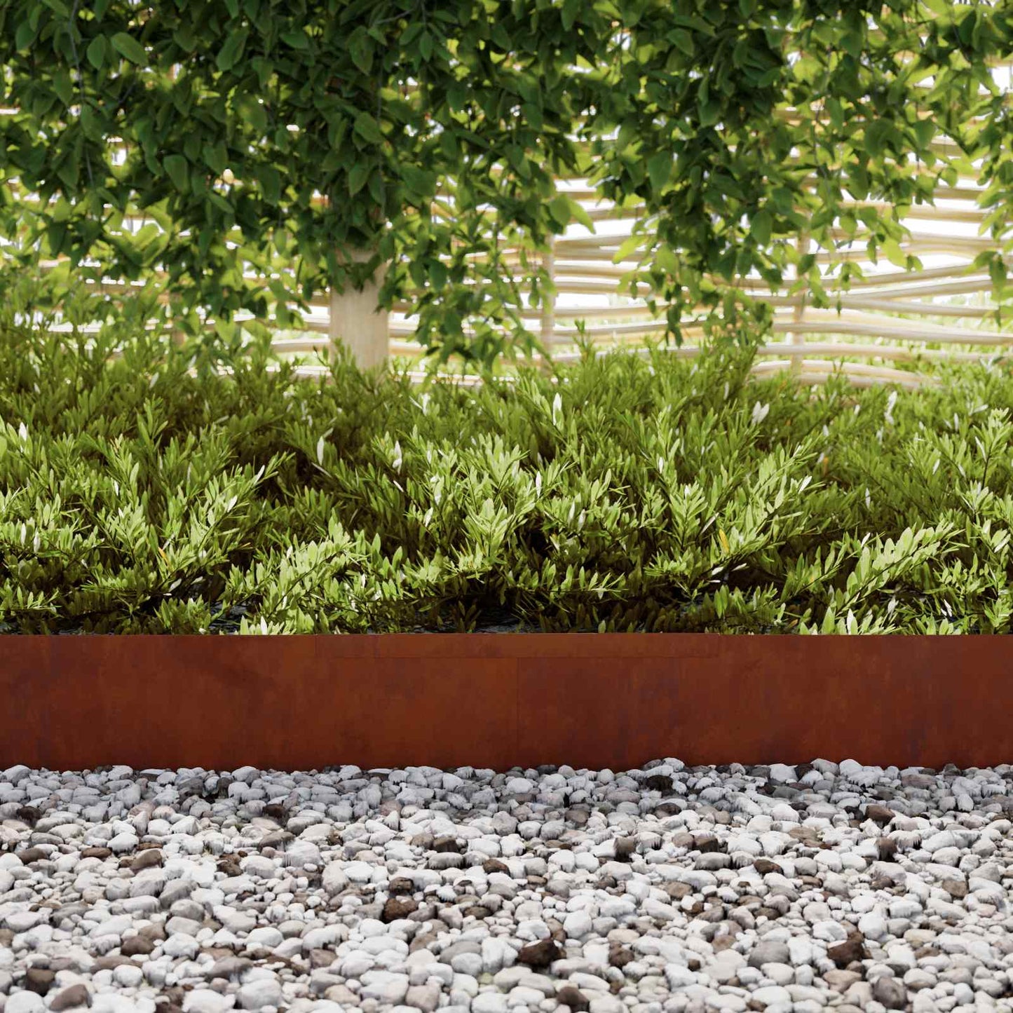 Raseneinfassung 4 stk. 450 x 15 cm Wetterfeststahl Rostig