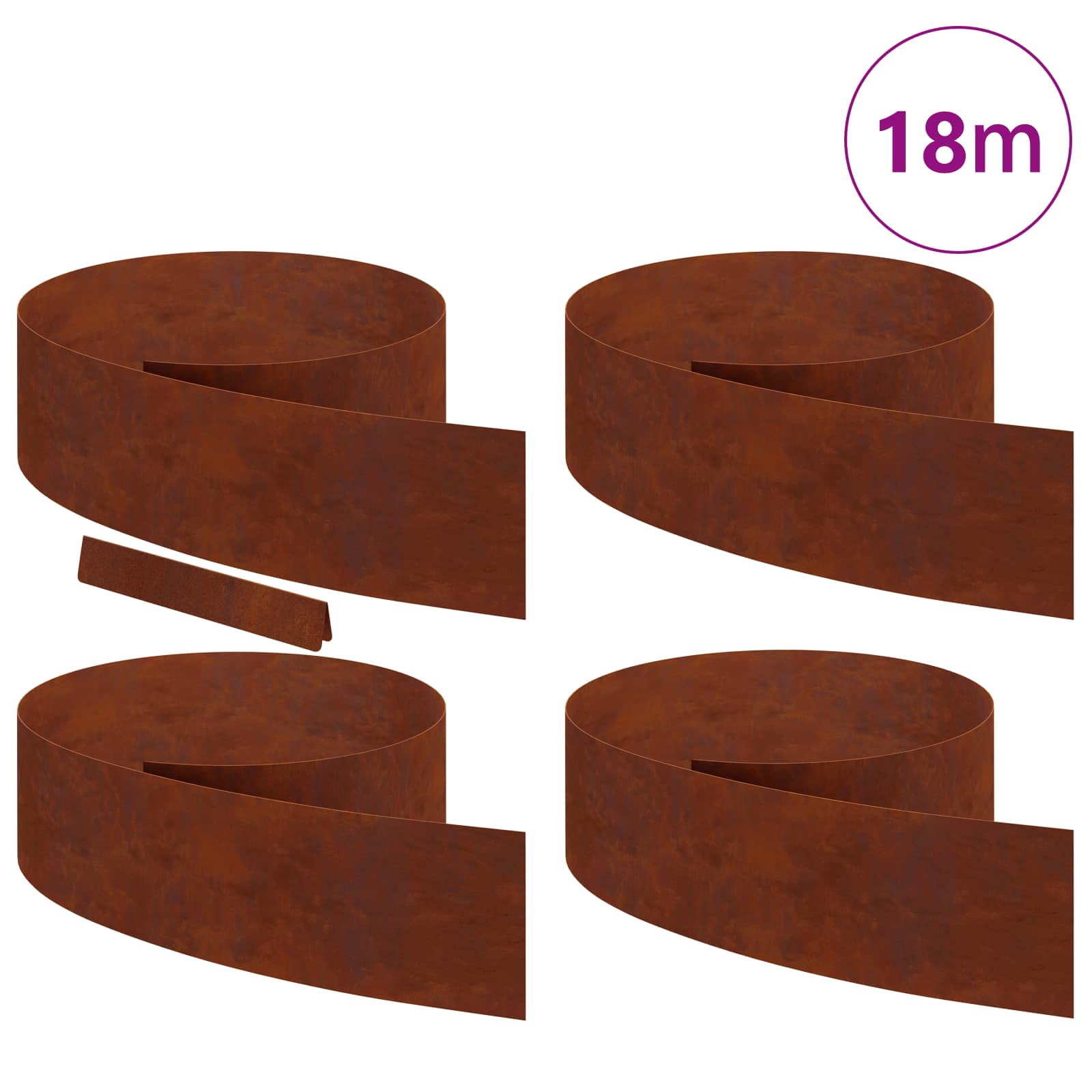 Raseneinfassung 4 stk. 450 x 20 cm Wetterfeststahl Rostig