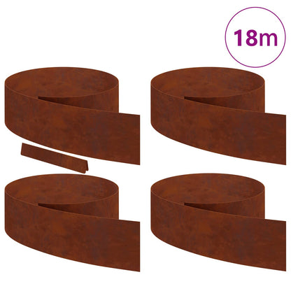 Raseneinfassung 4 stk. 450 x 20 cm Wetterfeststahl Rostig