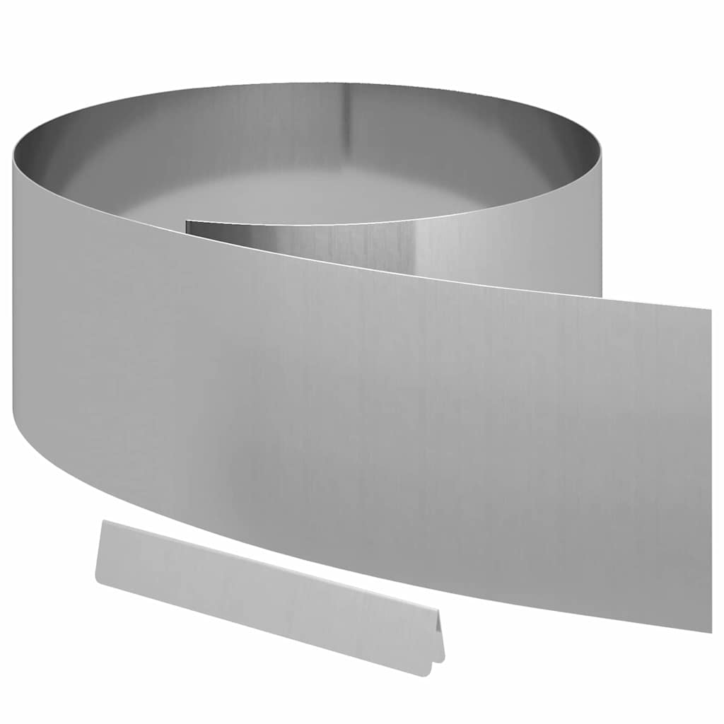 Raseneinfassung 450 x 25 cm Verzinkter Stahl Silber