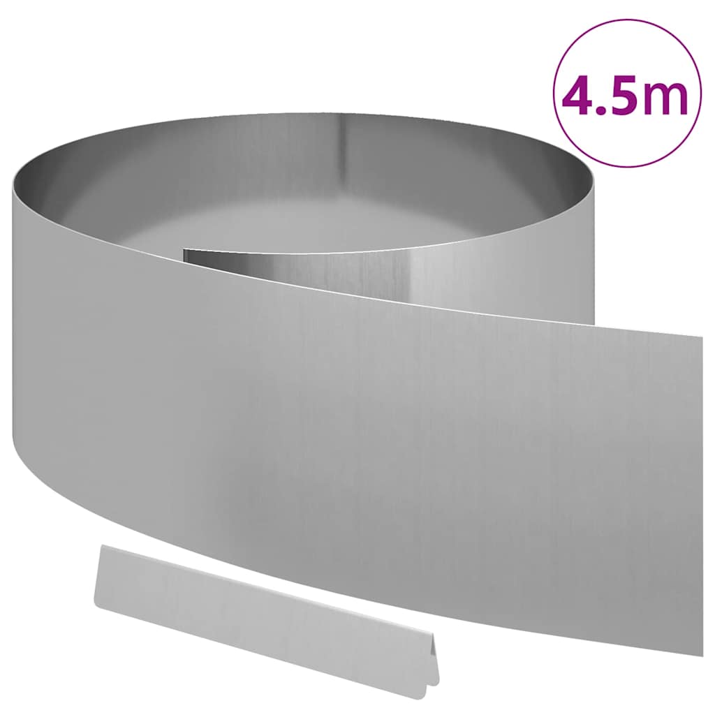 Raseneinfassung 450 x 25 cm Verzinkter Stahl Silber