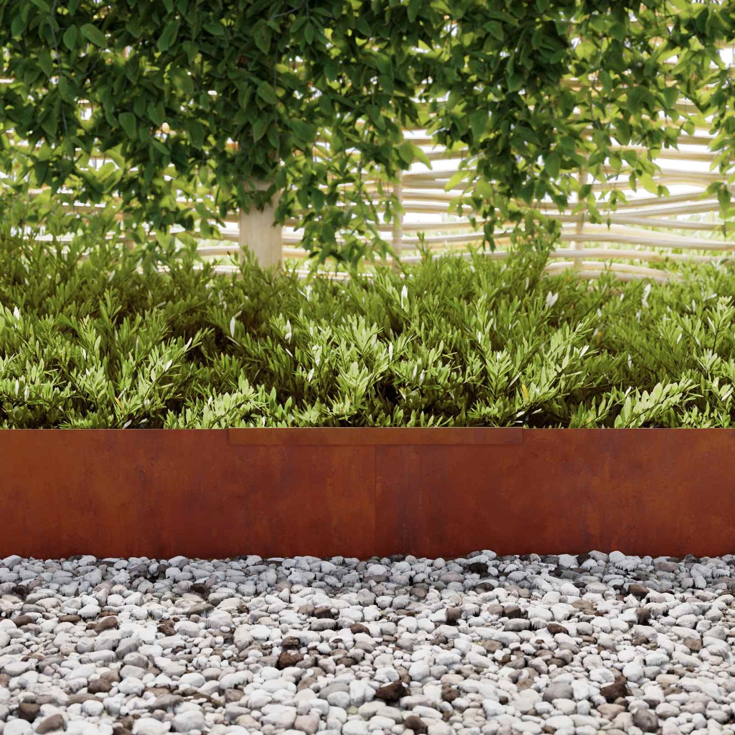Raseneinfassung 450 x 25 cm Wetterfeststahl Rostig