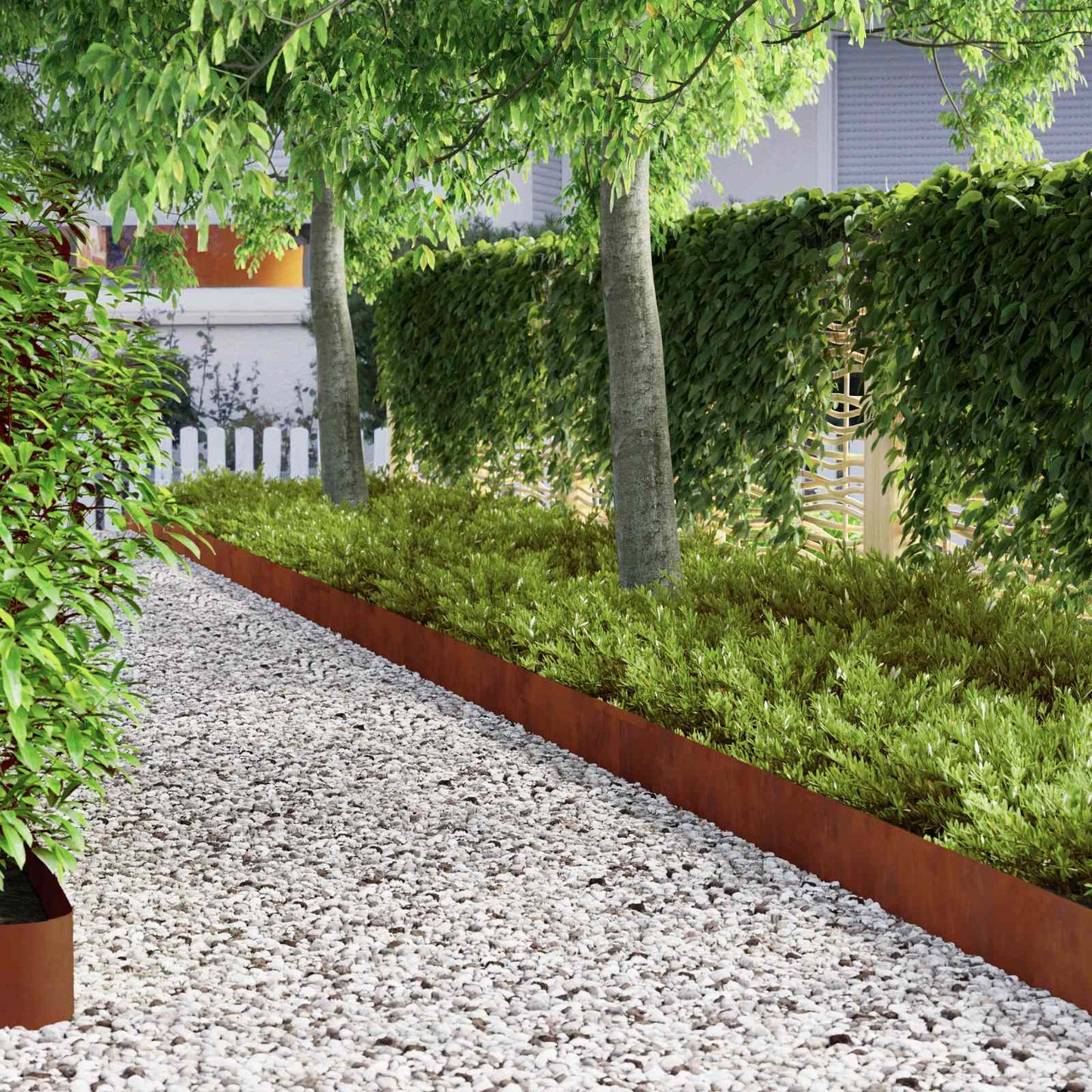 Raseneinfassung 450 x 25 cm Wetterfeststahl Rostig