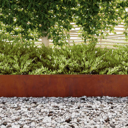 Raseneinfassung 4 stk. 450 x 25 cm Wetterfeststahl Rostig