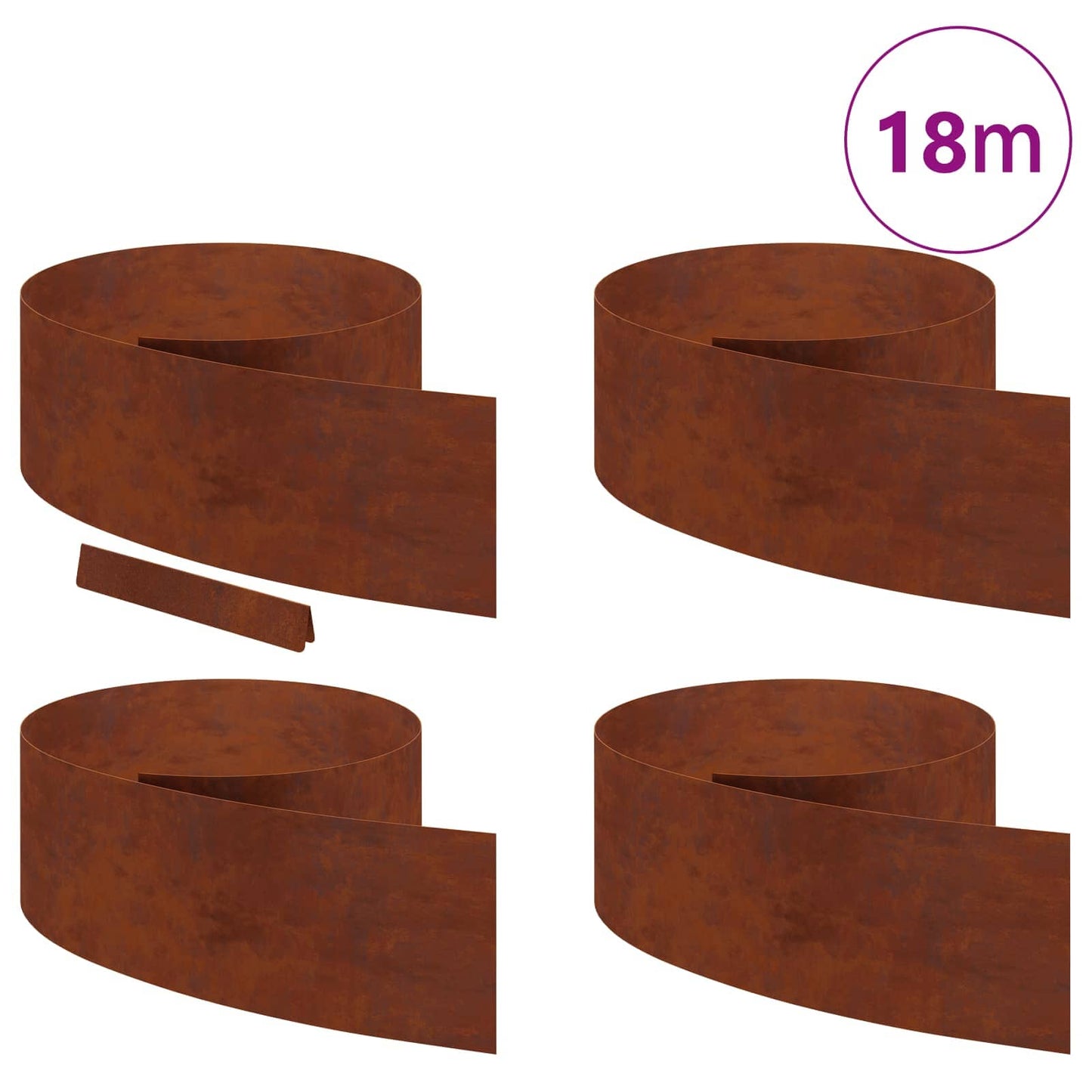 Raseneinfassung 4 stk. 450 x 25 cm Wetterfeststahl Rostig