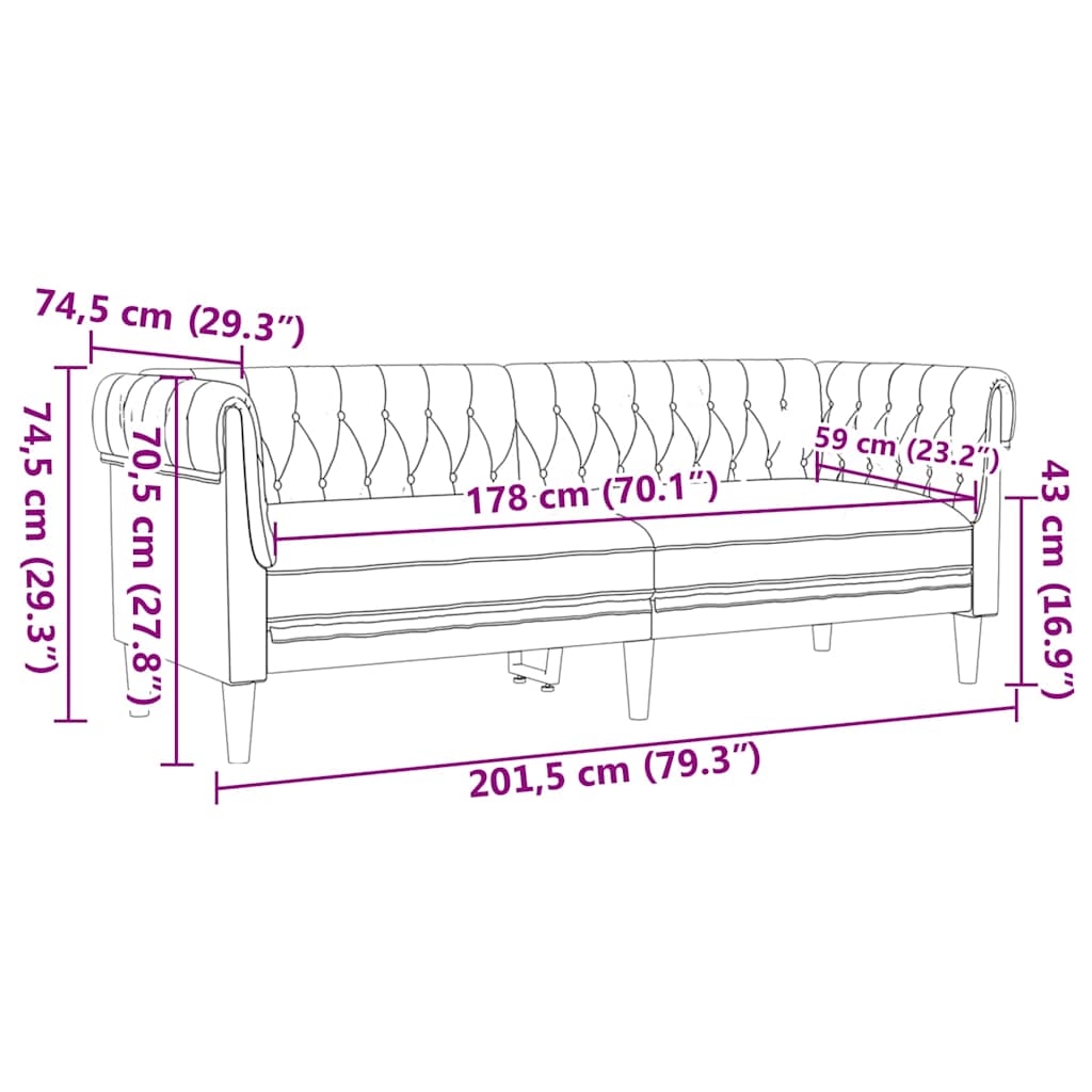 Sofa Braun 201,5 x 74,5 x 74,5 cm Polyester