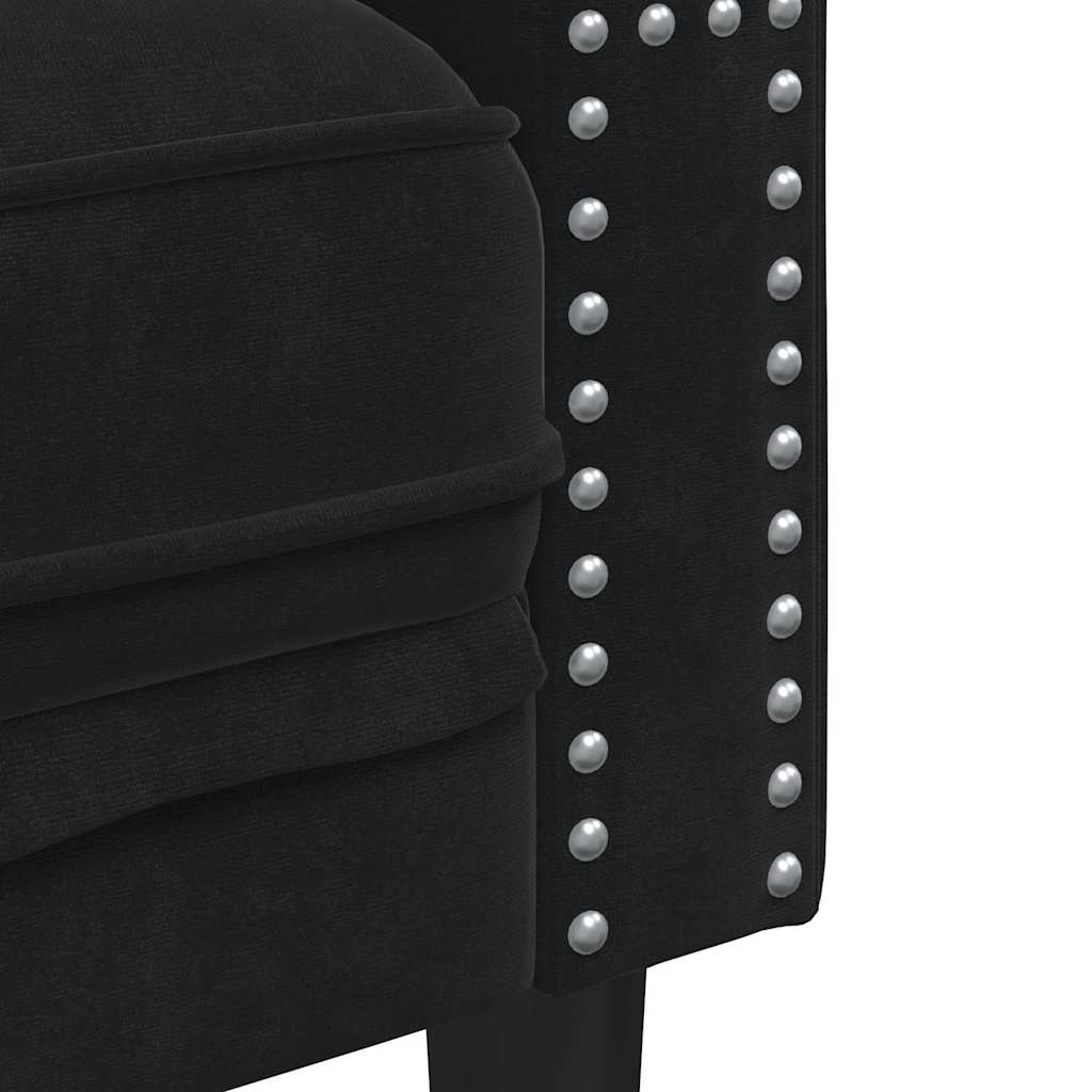 Sofa Schwarz 194 x 74,5 x 70,5 cm Samt