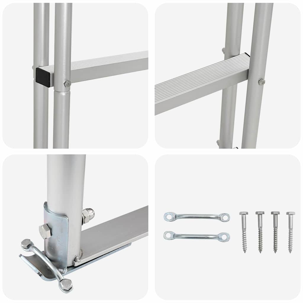 4-Stufen Dockleiter Silber 45 ×11,5 ×162 cm Aluminium