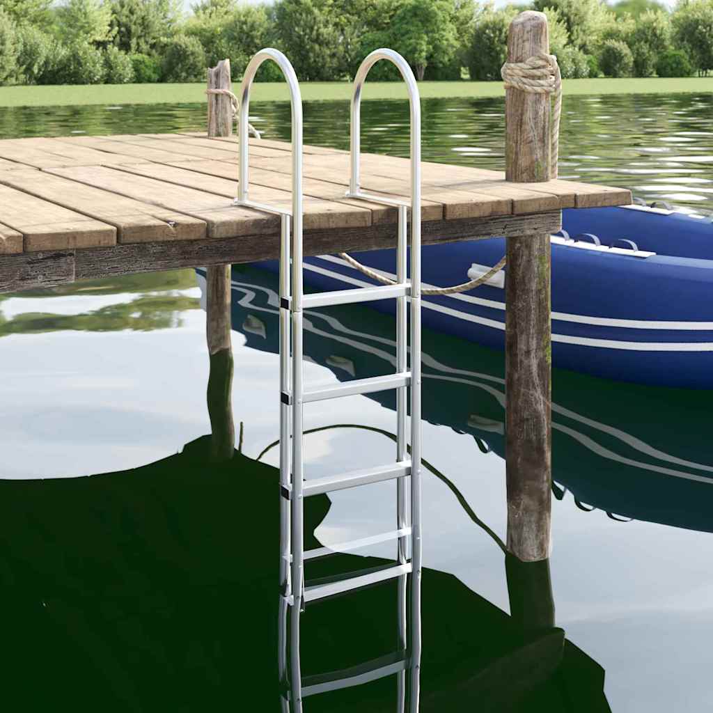 4-Stufen Dockleiter Silber 45 ×11,5 ×162 cm Aluminium