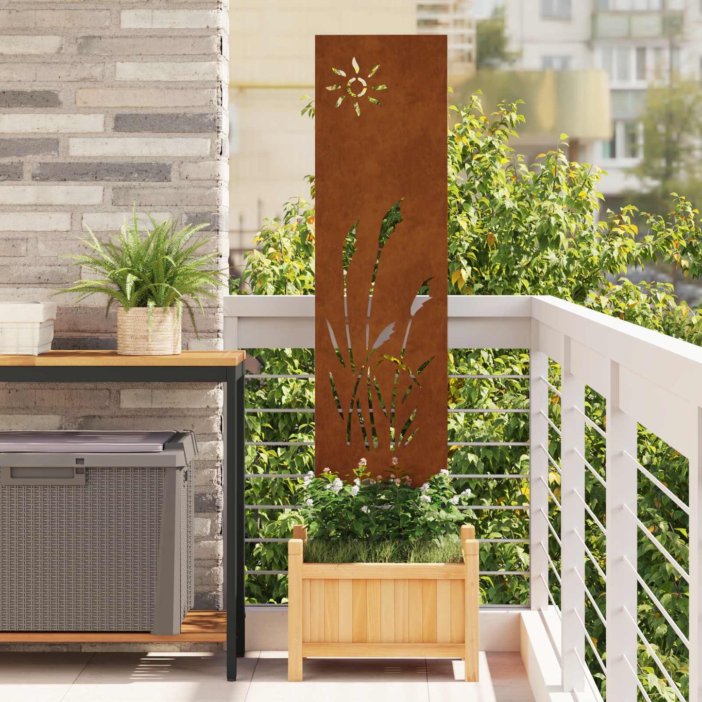 Garten Sichtschutz-Leinwand Rostoptik 32 x 140 cm
