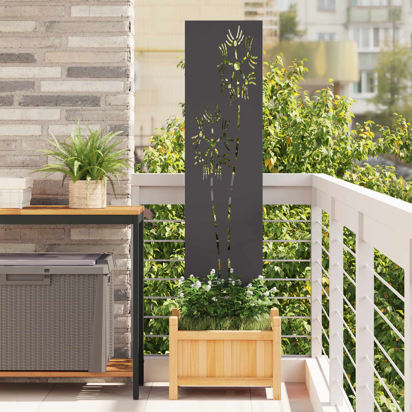 Garten Sichtschutz-Leinwand Schwarz 32 x 140 cm