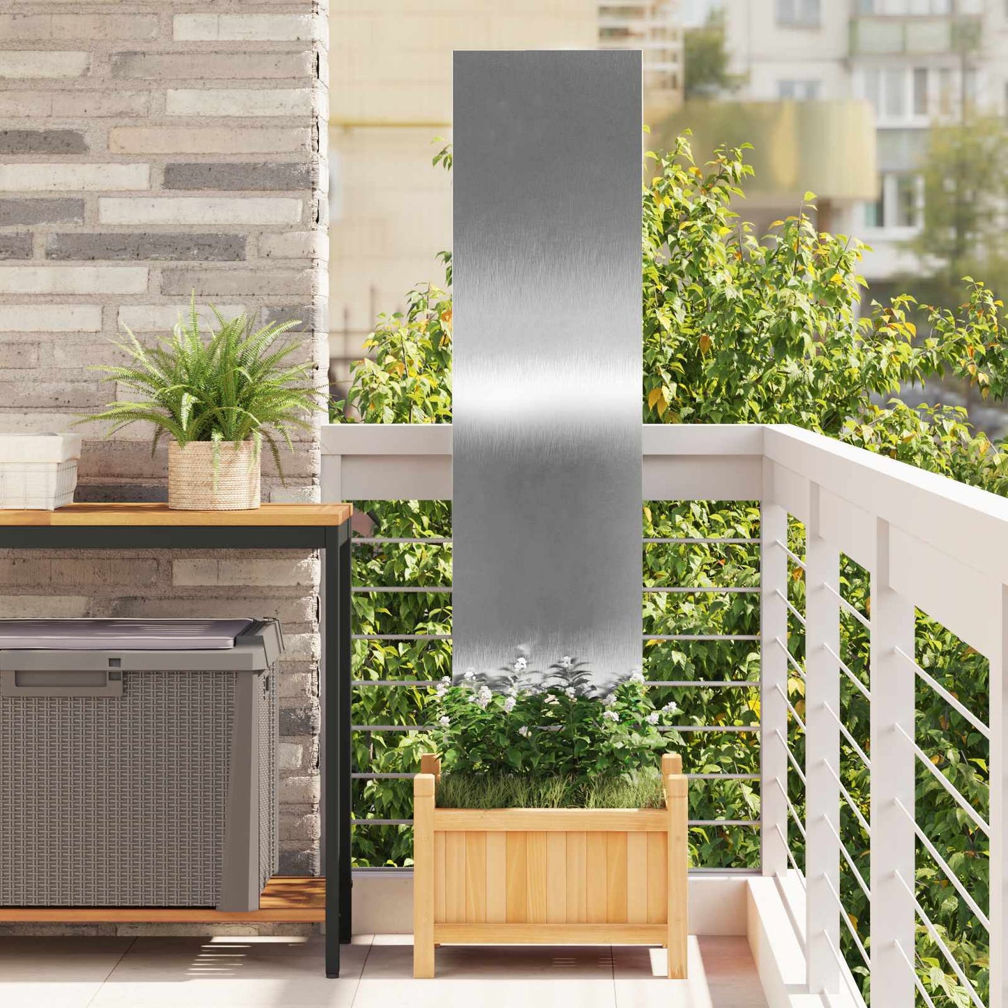 Garten Sichtschutz-Leinwand Silber 32 x 140 cm Edelstahl