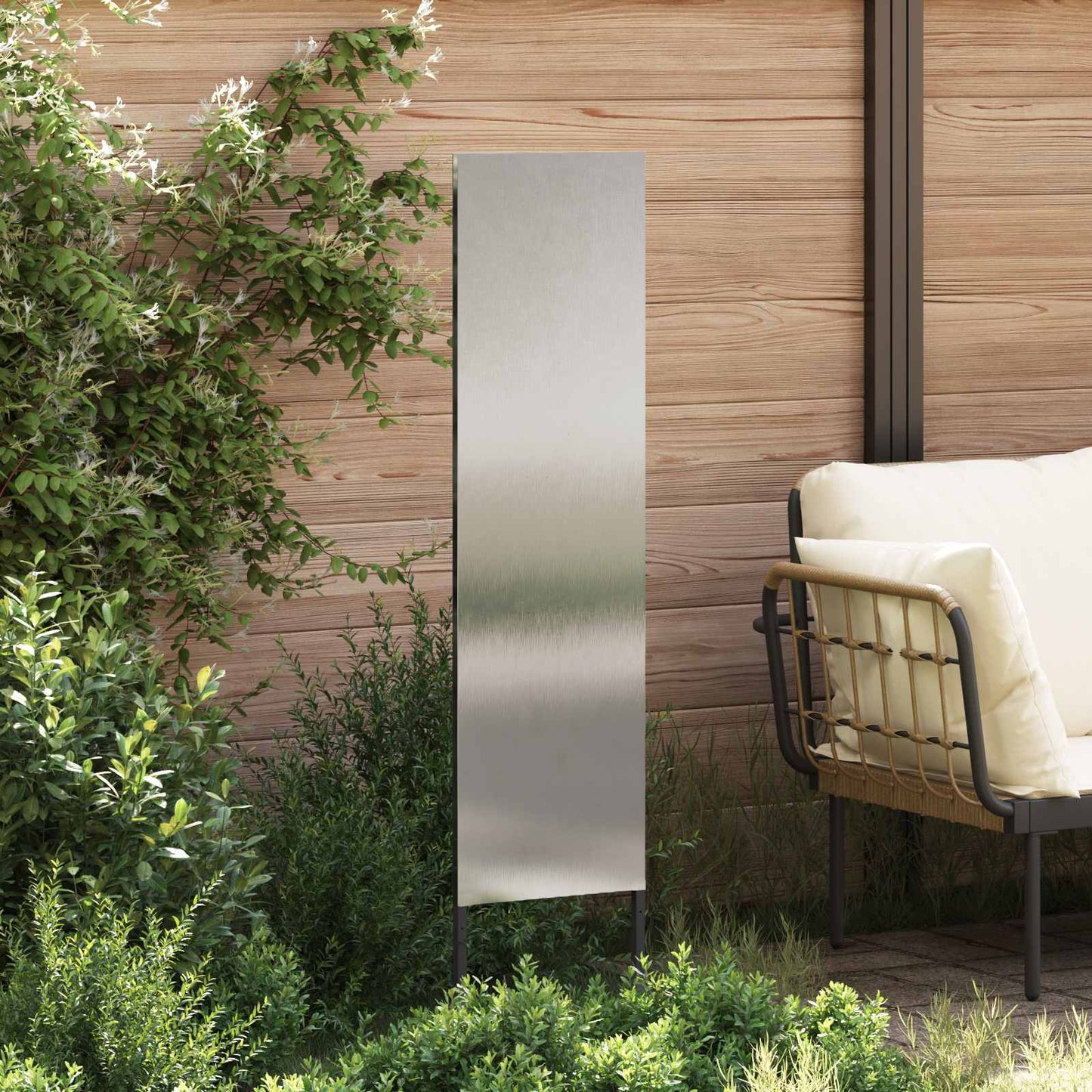 Garten Sichtschutz-Leinwand Silber 32 x 140 cm Edelstahl