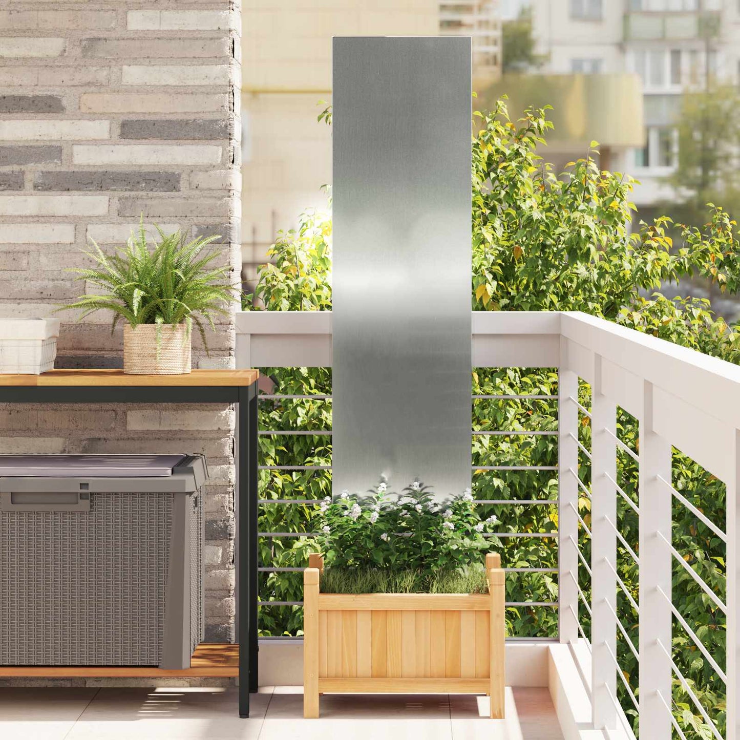 Garten Sichtschutz-Leinwand Silber 32 x 140 cm Verzinkter Stahl