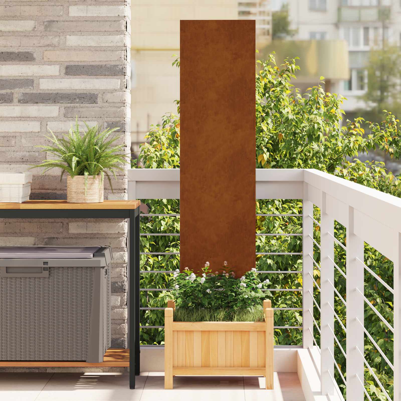 Garten Sichtschutz-Leinwand Rostoptik 32 x 140 cm