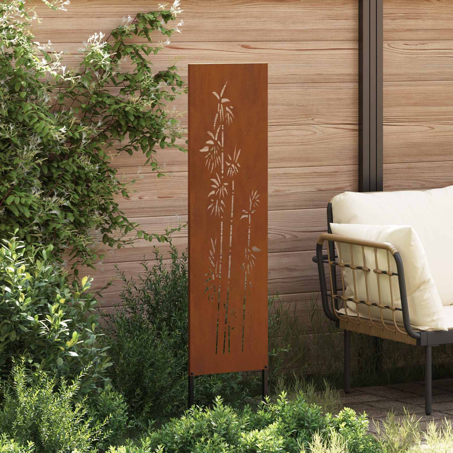 Garten Sichtschutz-Leinwand Floral Rostoptik 32 x 140 cm