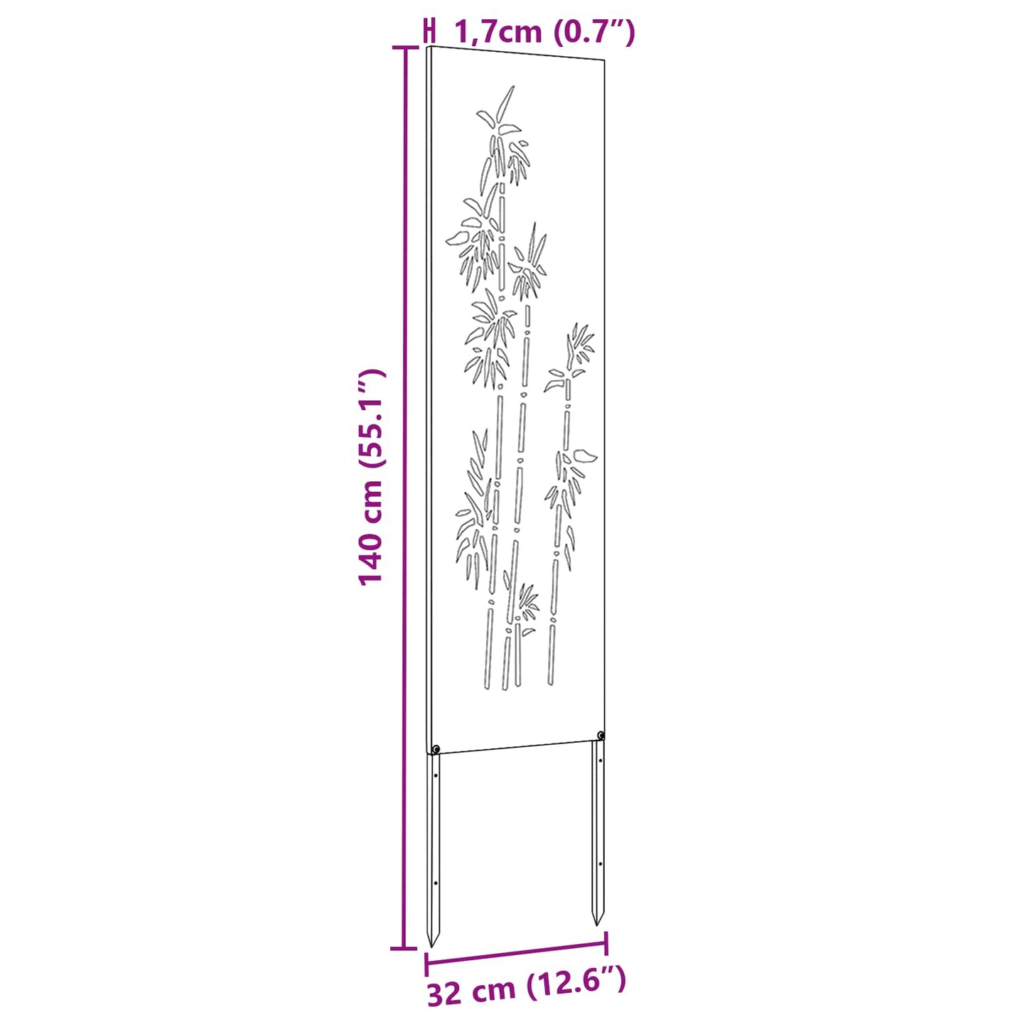 Garten Sichtschutz-Leinwand Floral Rostoptik 32 x 140 cm