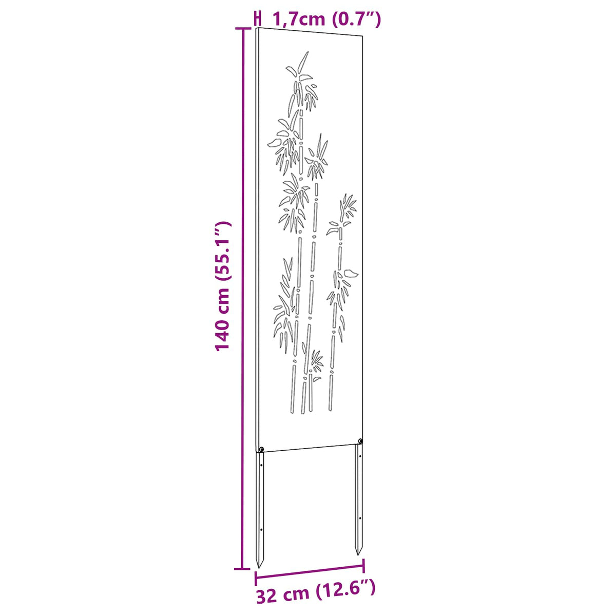 Garten Sichtschutz-Leinwand Floral Rostoptik 32 x 140 cm