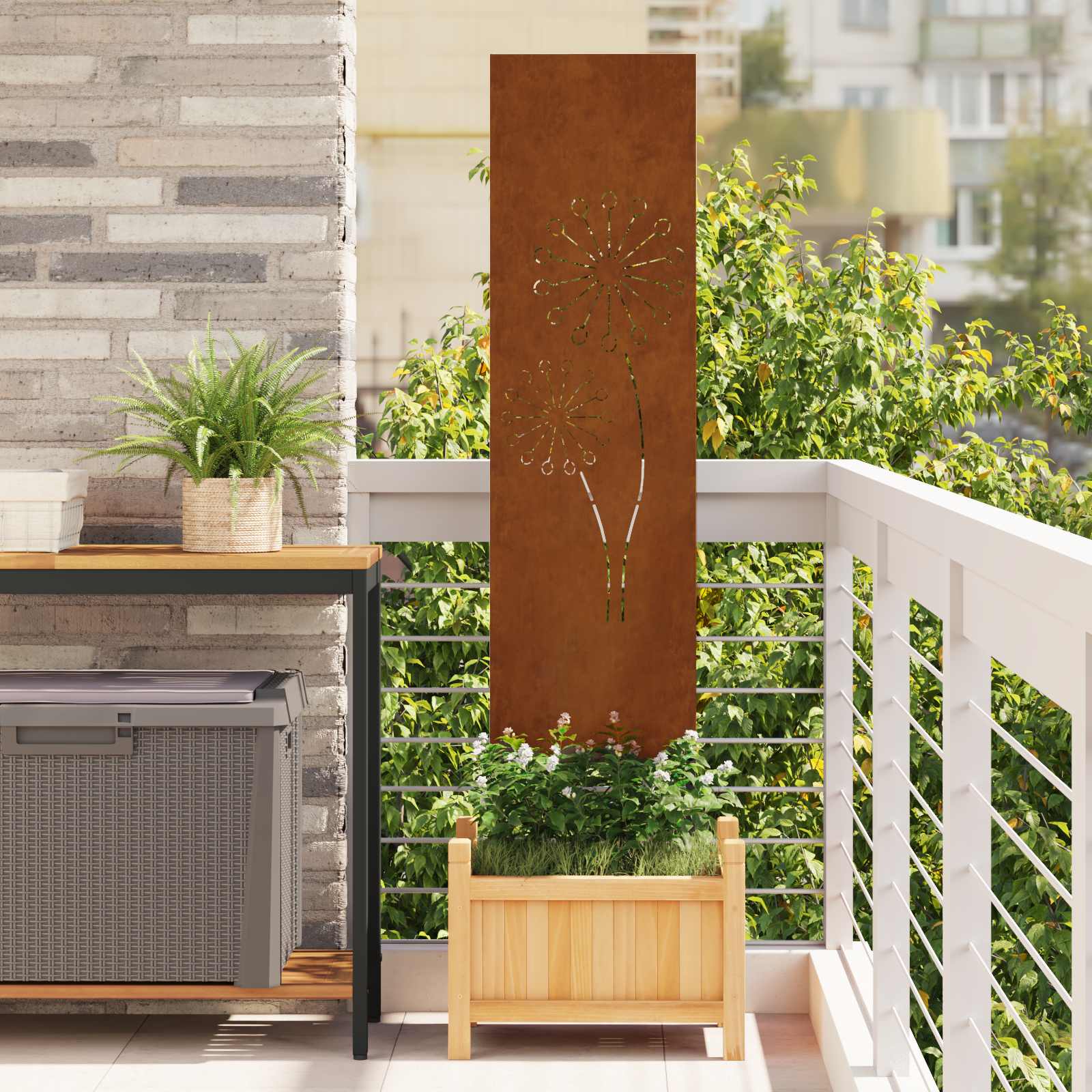 Garten Sichtschutz-Leinwand Rostoptik 32 x 140 cm