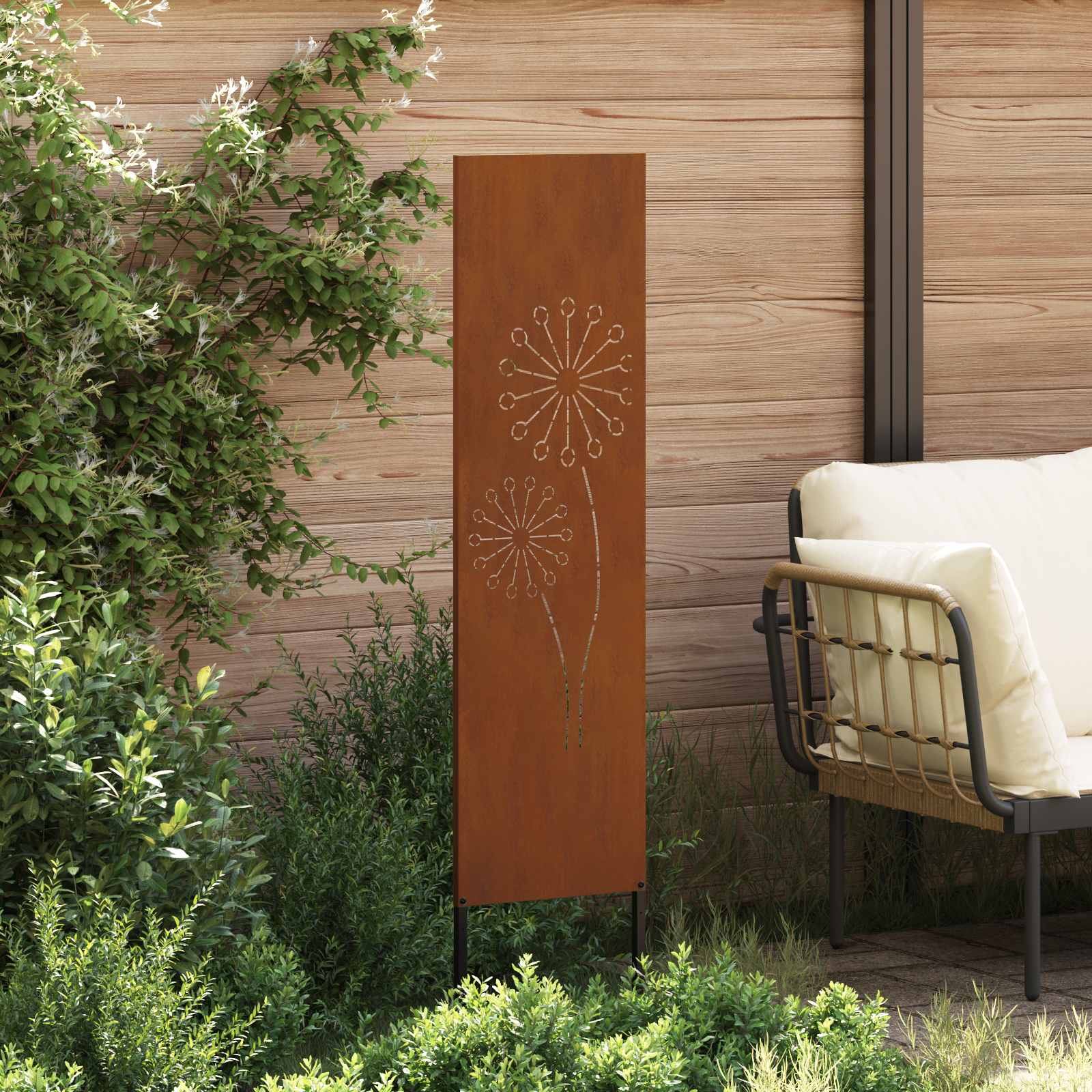 Garten Sichtschutz-Leinwand Rostoptik 32 x 140 cm