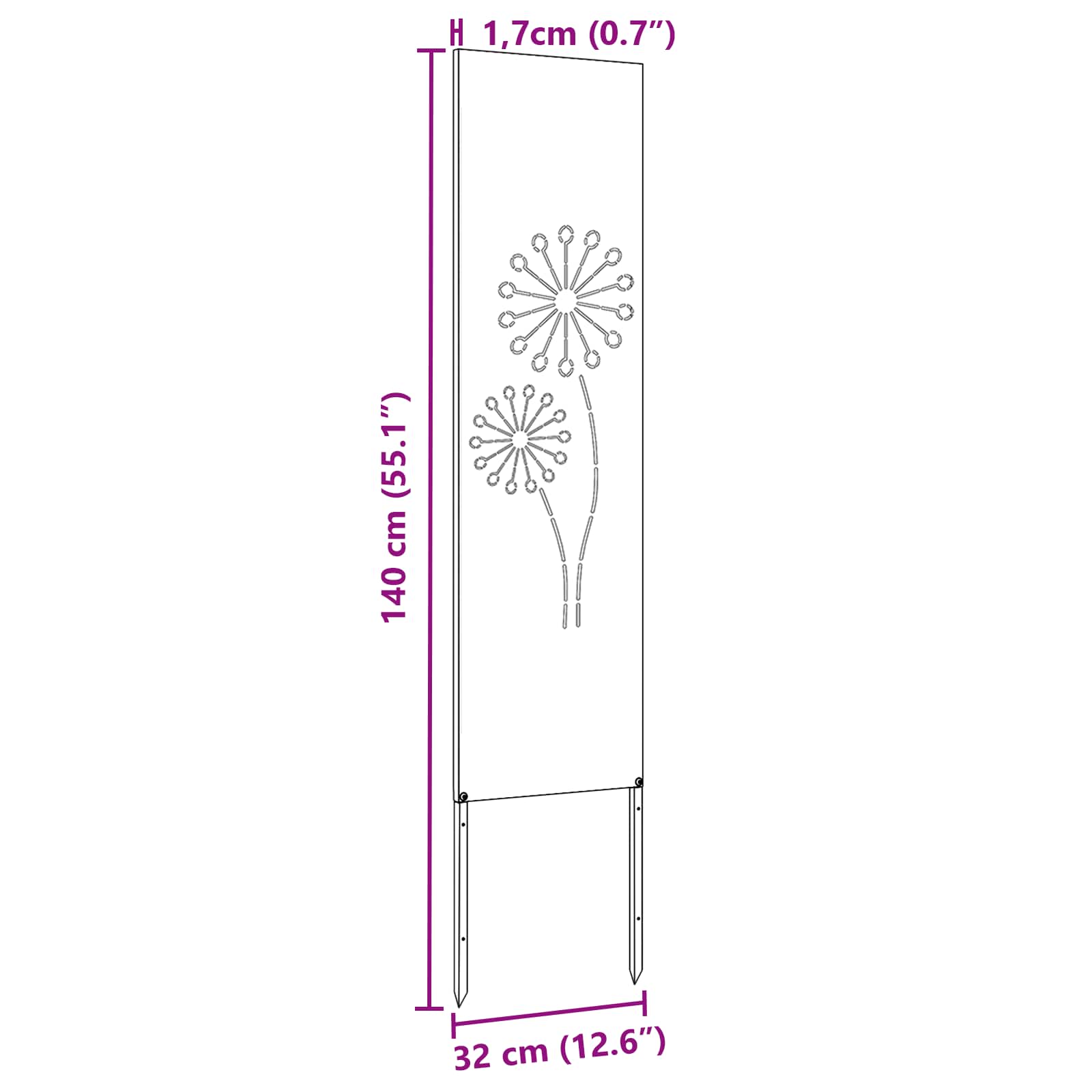 Garten Sichtschutz-Leinwand Rostoptik 32 x 140 cm