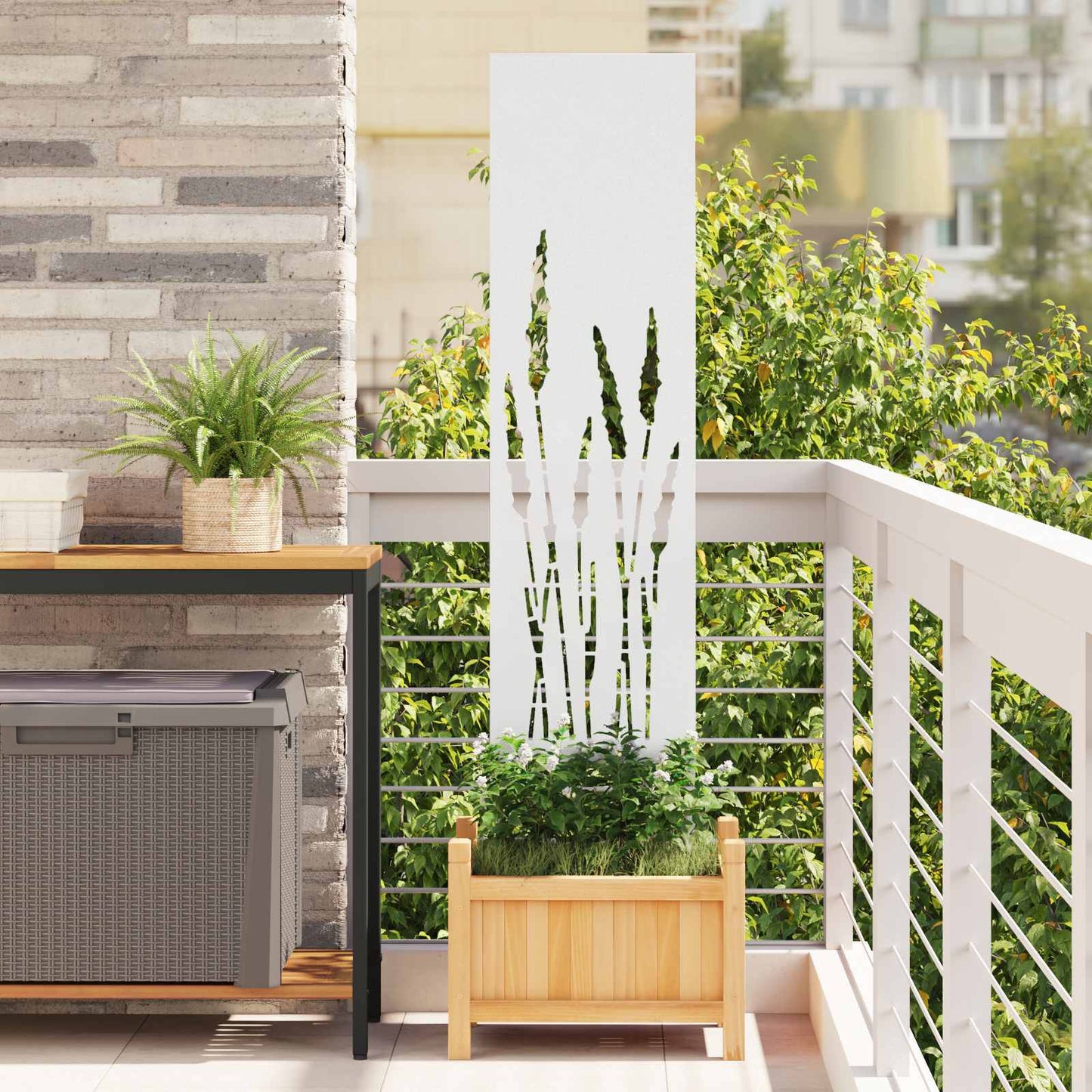 Garten Sichtschutz-Leinwand Weiß 32 x 140 cm
