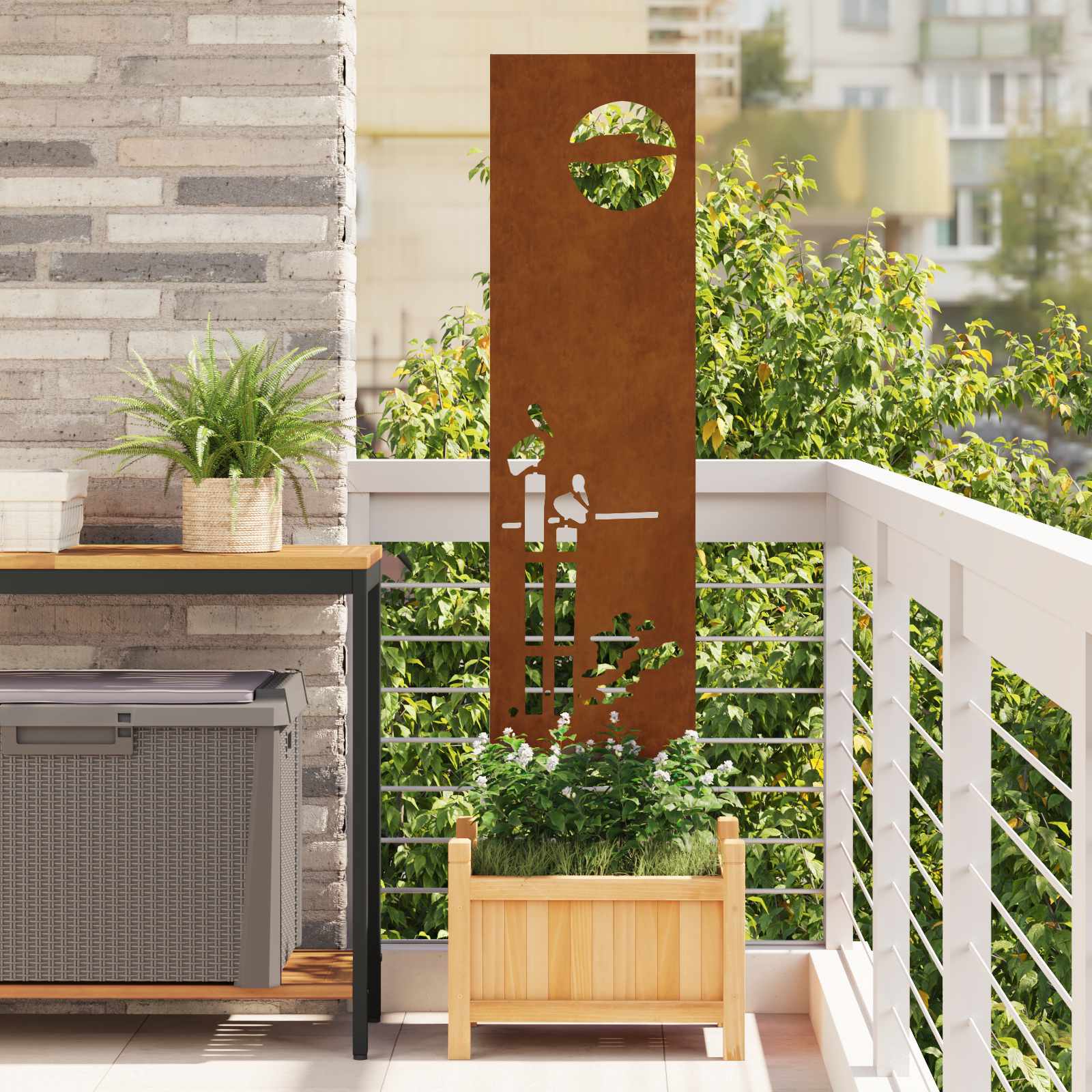 Garten Sichtschutz-Leinwand Rostoptik 32 x 140 cm