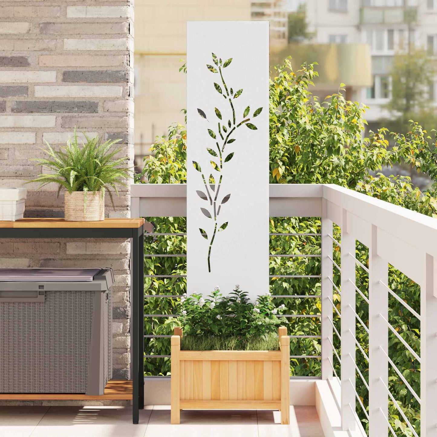 Garten Sichtschutz-Leinwand Floral Weiß 32 x 140 cm