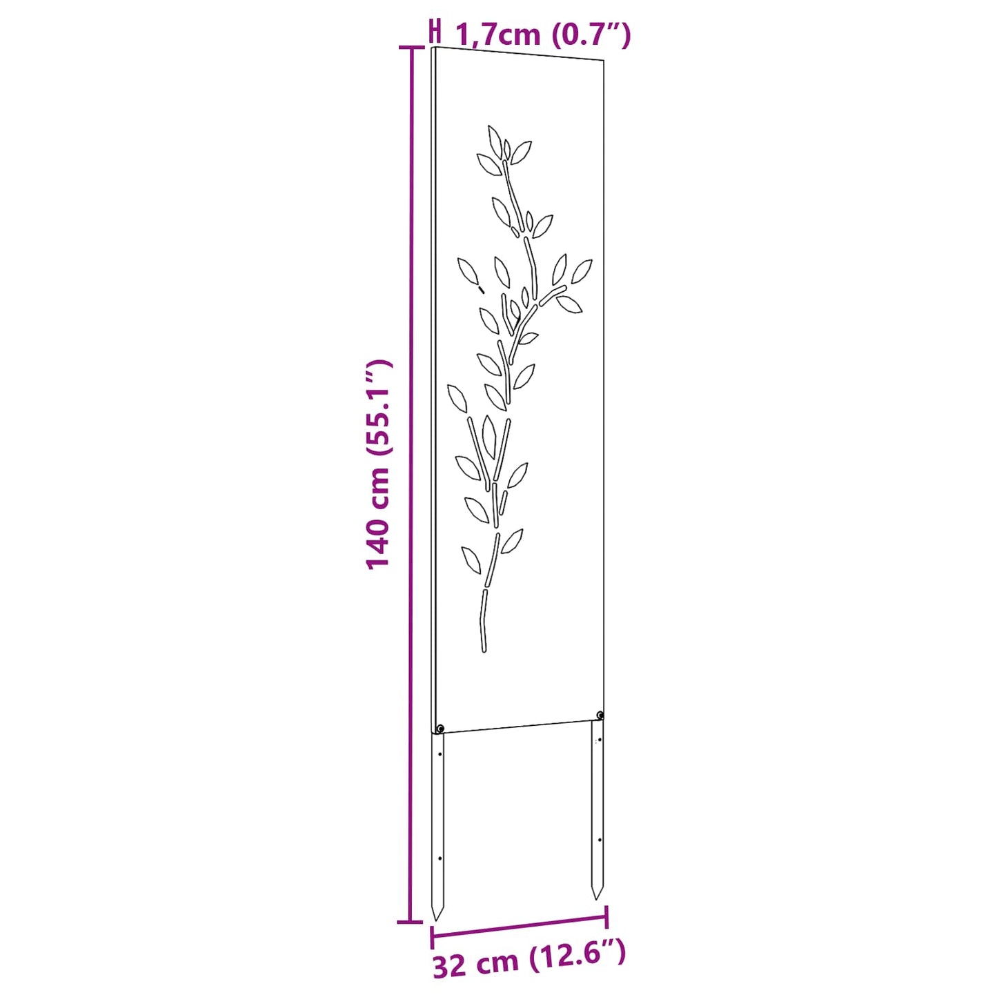 Garten Sichtschutz-Leinwand Floral Weiß 32 x 140 cm